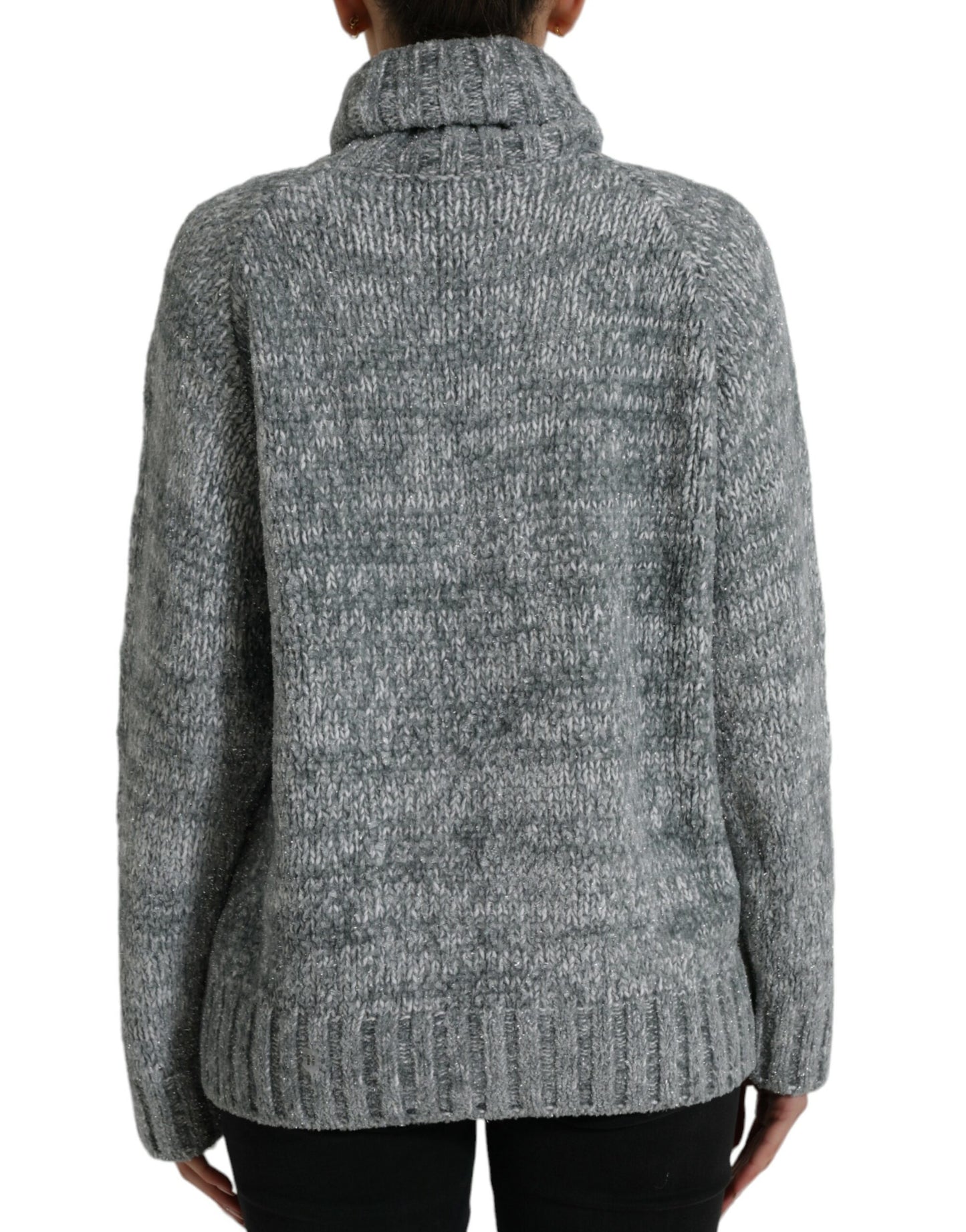 Jersey elegante de cuello alto en mezcla de cachemira gris de Dolce & Gabbana