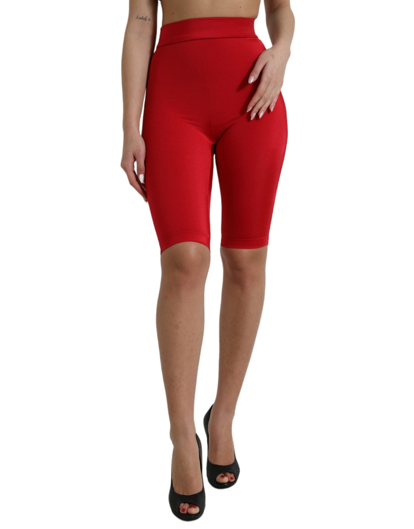 Dolce & Gabbana Pantalones Leggings Rojos De Cintura Alta Chic