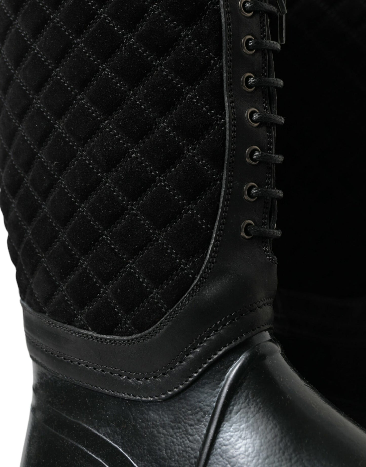 Dolce & Gabbana Elegantes botas de lluvia acolchadas con cordones