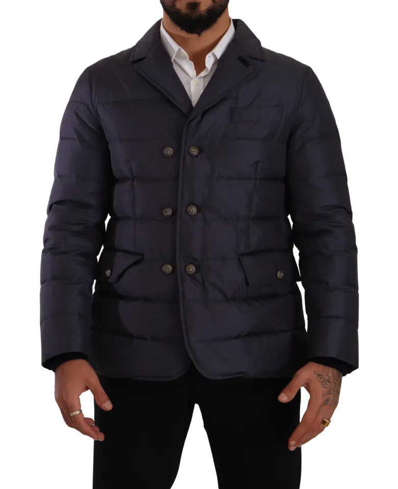 Dolce & Gabbana Elegante chaqueta en mezcla de seda azul oscuro