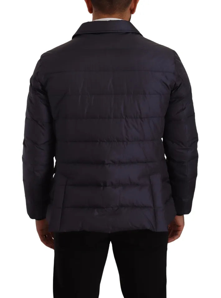 Dolce & Gabbana Elegante chaqueta en mezcla de seda azul oscuro