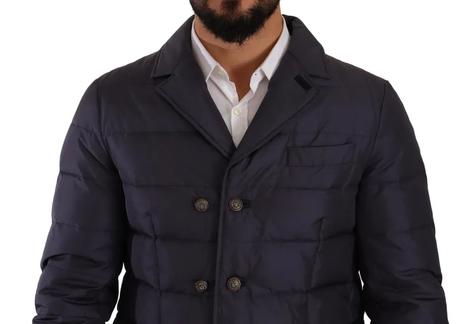 Dolce & Gabbana Elegante chaqueta en mezcla de seda azul oscuro