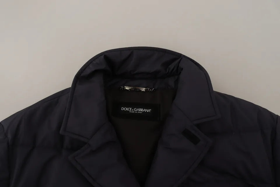 Dolce & Gabbana Elegante chaqueta en mezcla de seda azul oscuro