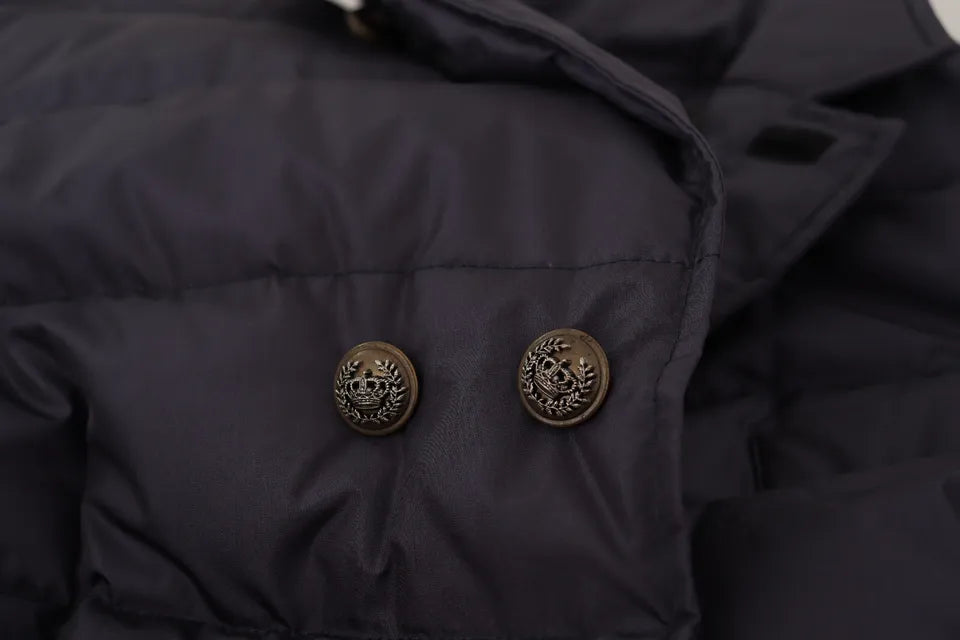 Dolce & Gabbana Elegante chaqueta en mezcla de seda azul oscuro