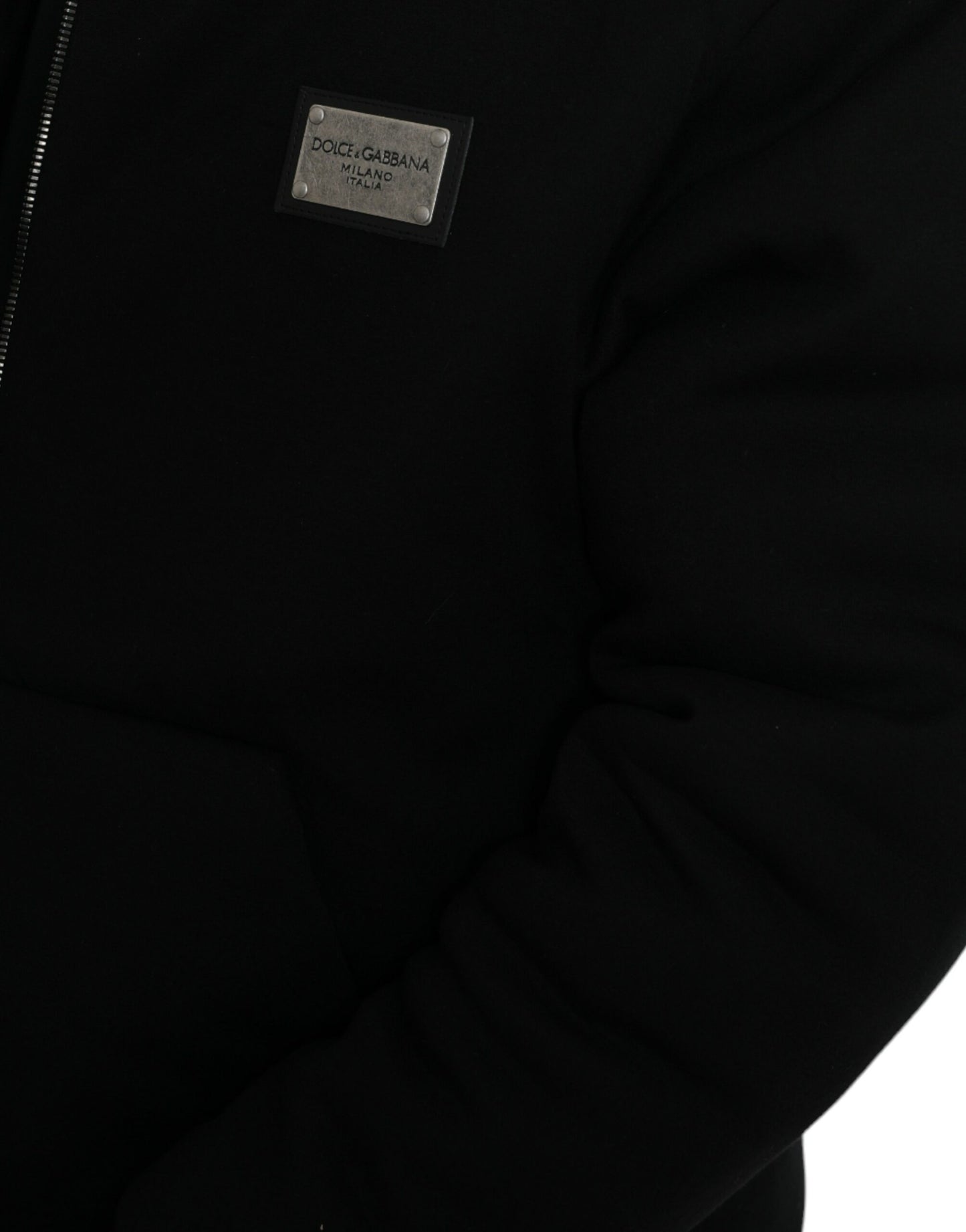Dolce & Gabbana Elegante cazadora bomber negra con capucha