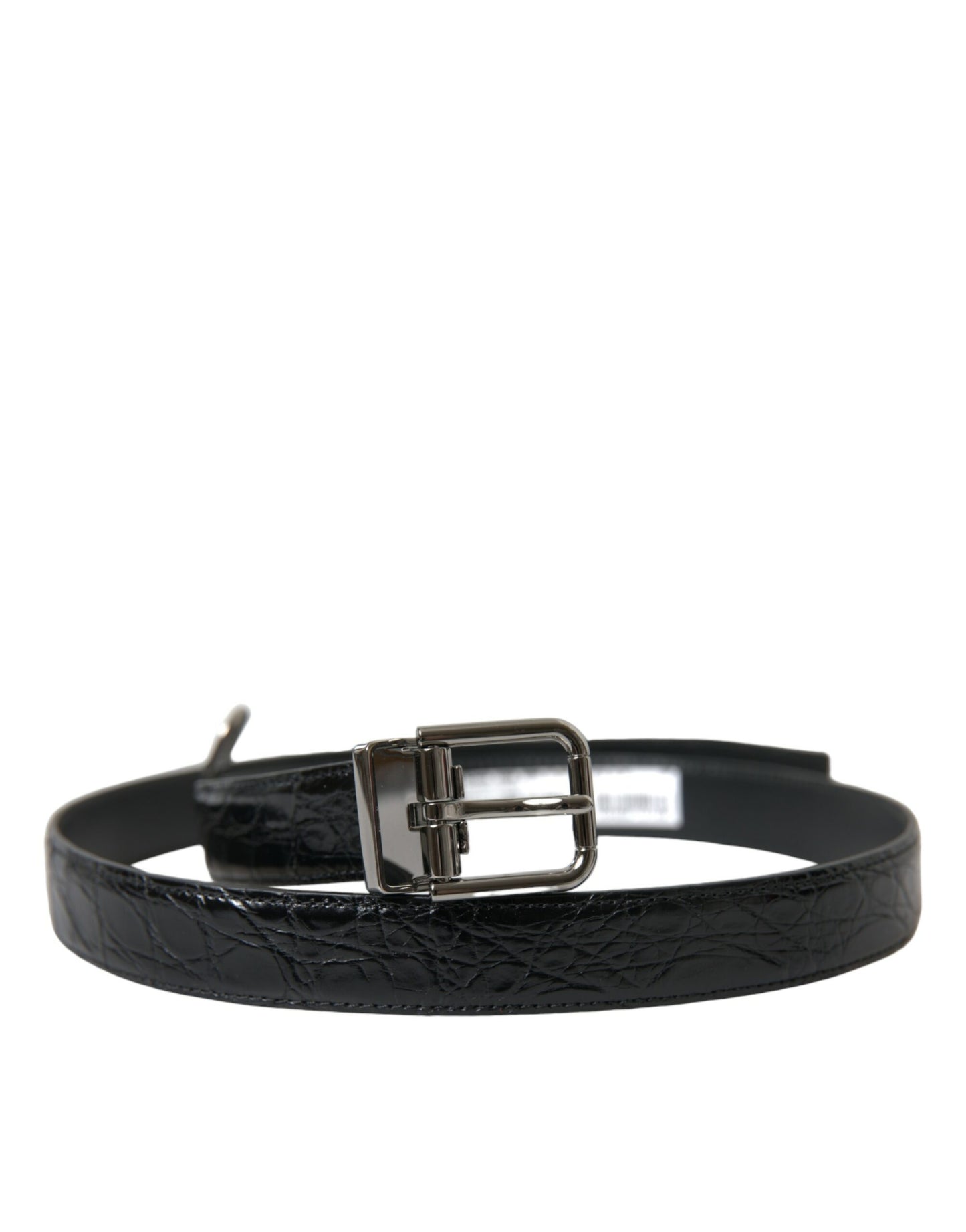 Dolce & Gabbana Elegante Cinturón de Piel Negro con Hebilla de Metal