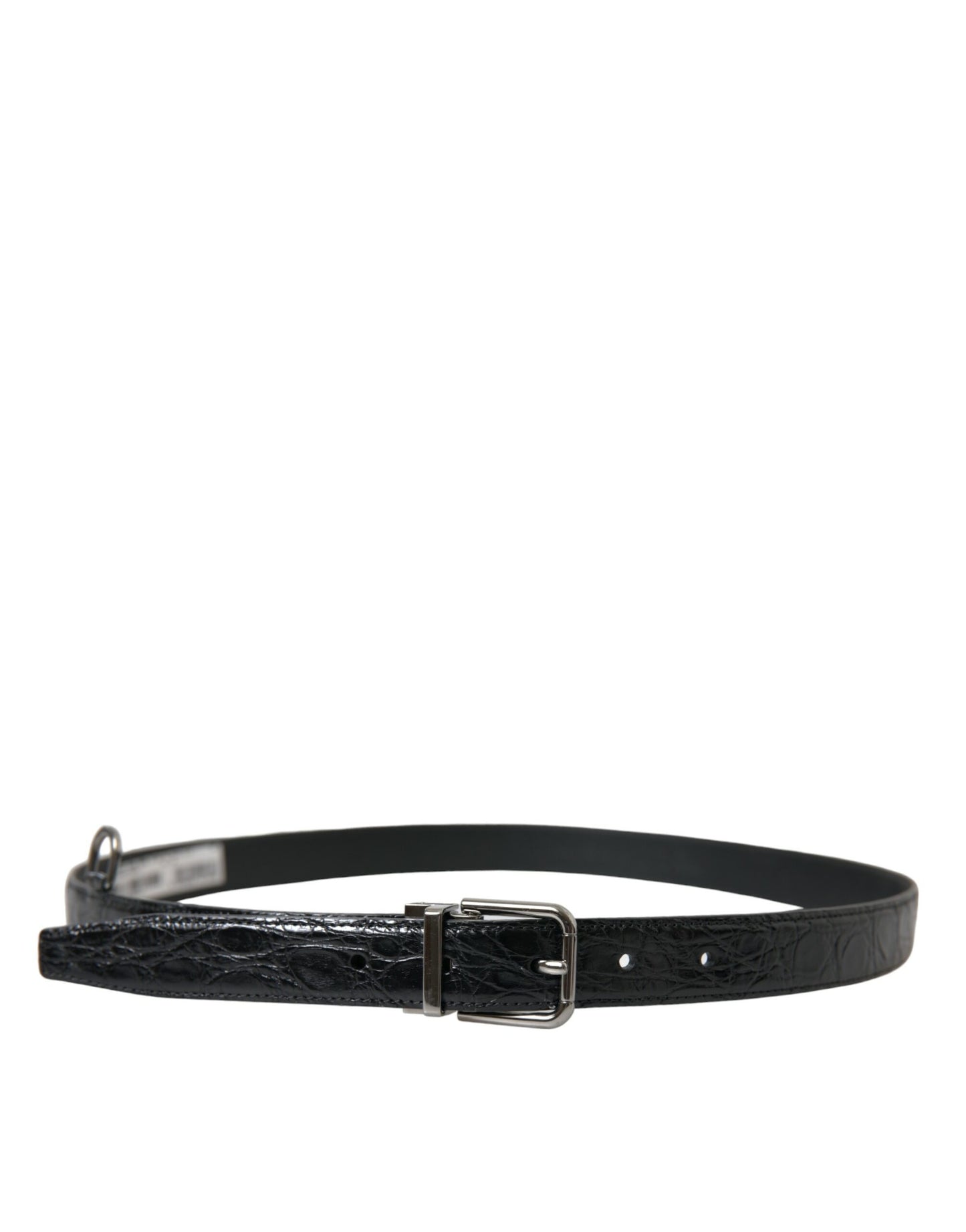 Dolce & Gabbana Elegante Cinturón de Piel Negro con Hebilla de Metal