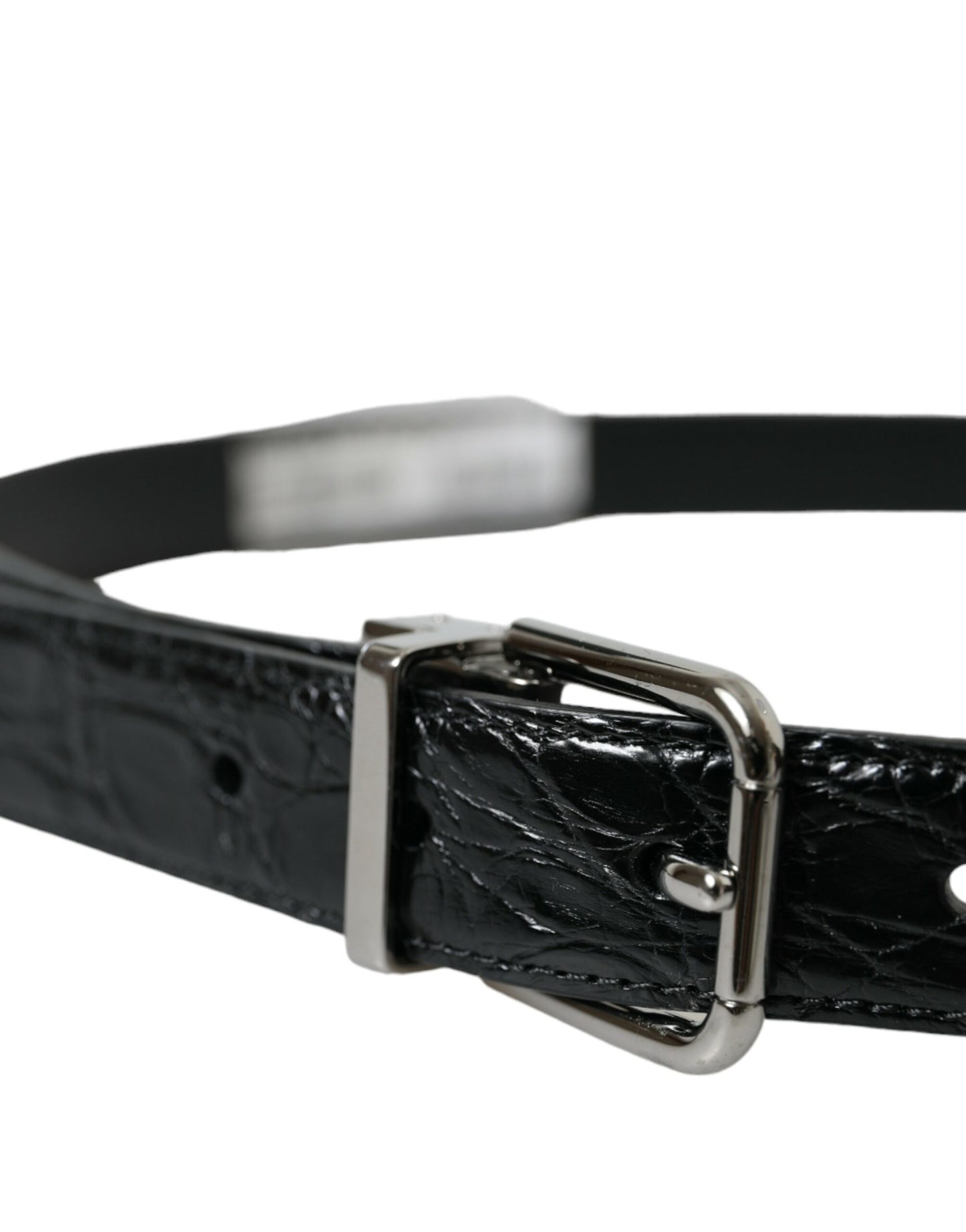 Dolce & Gabbana Elegante Cinturón de Piel Negro con Hebilla de Metal