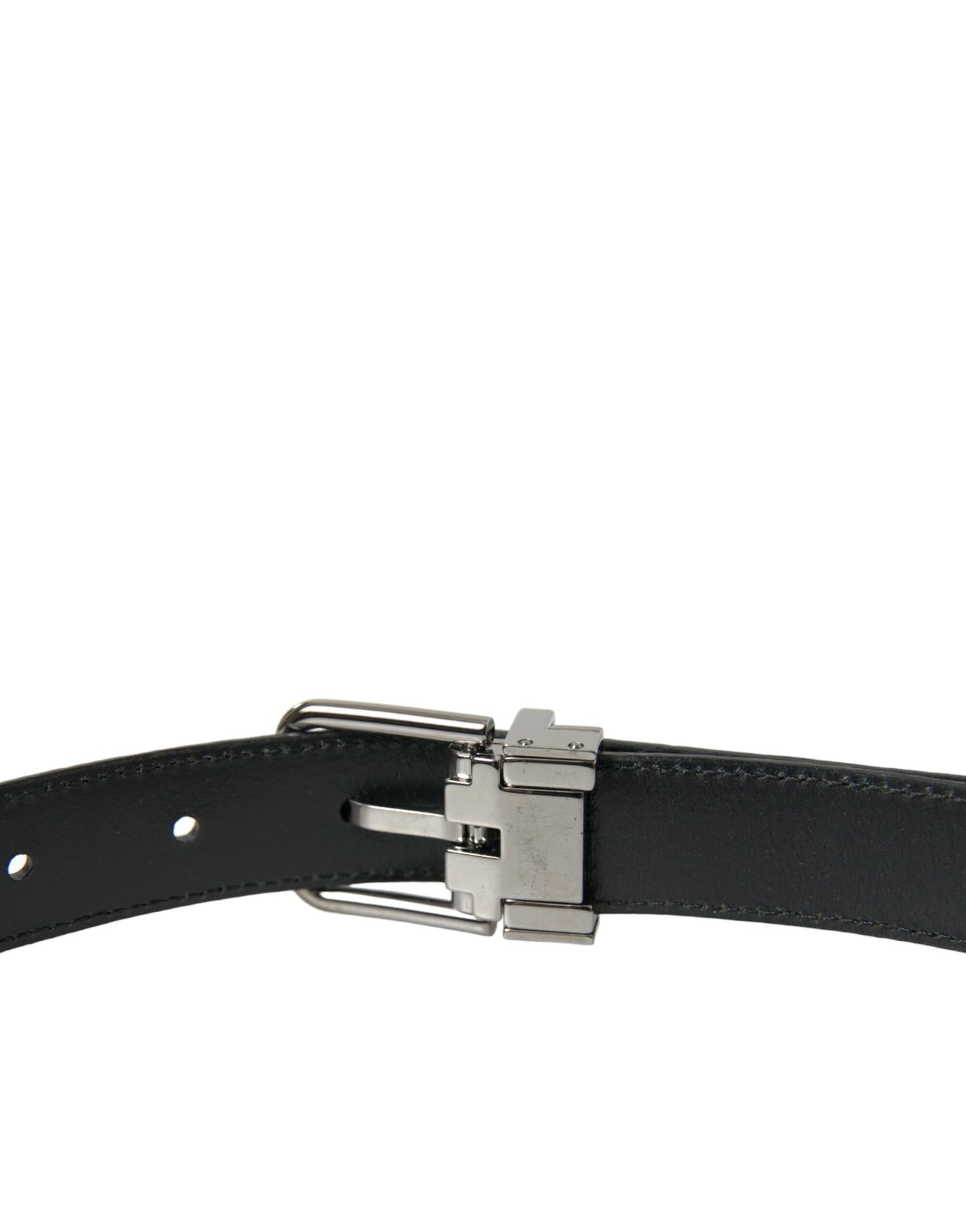 Dolce & Gabbana Elegante Cinturón de Piel Negro con Hebilla de Metal