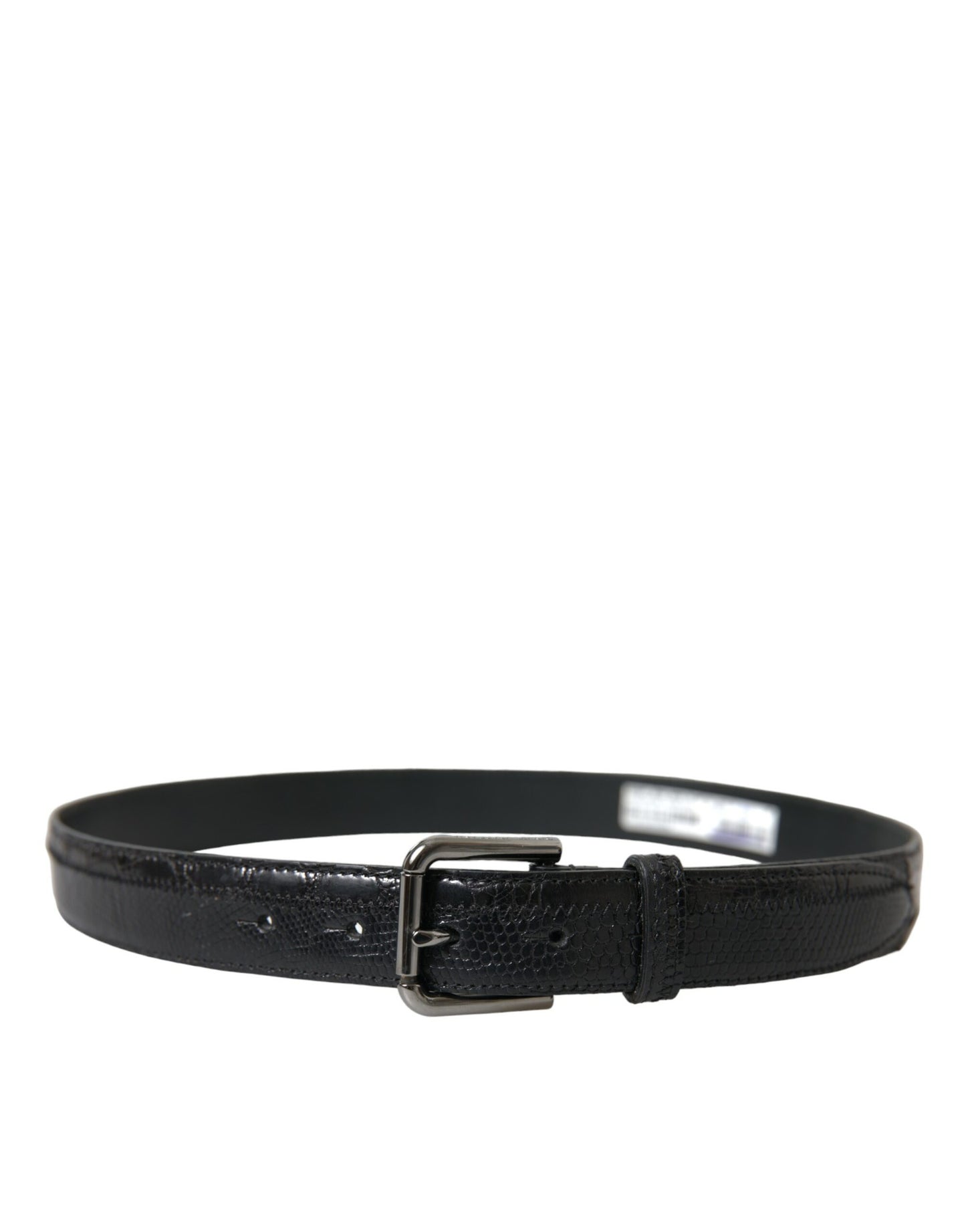 Dolce & Gabbana Elegante Cinturón de Piel Negro con Hebilla de Metal