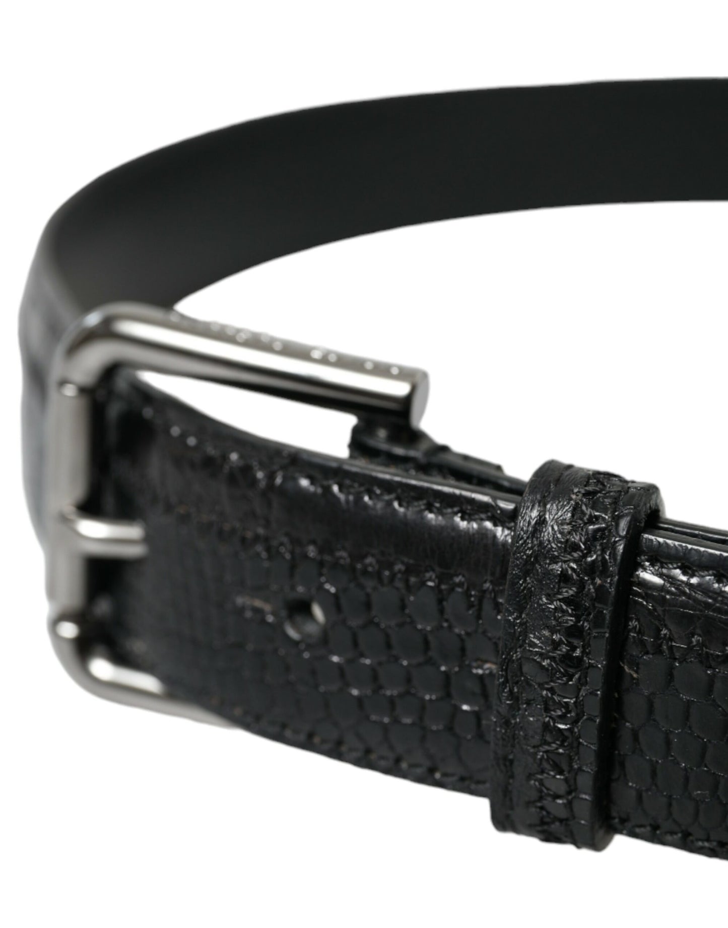 Dolce & Gabbana Elegante Cinturón de Piel Negro con Hebilla de Metal