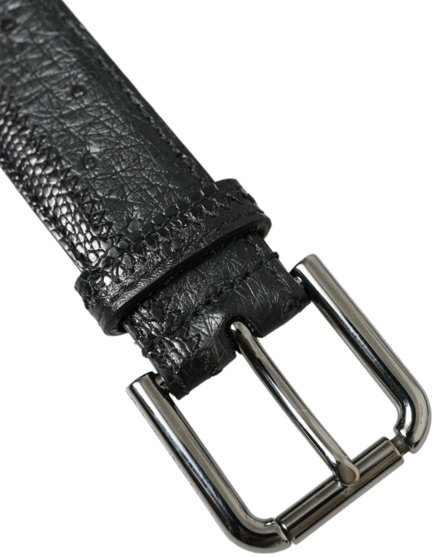 Dolce & Gabbana Elegante Cinturón de Piel Negro con Hebilla de Metal