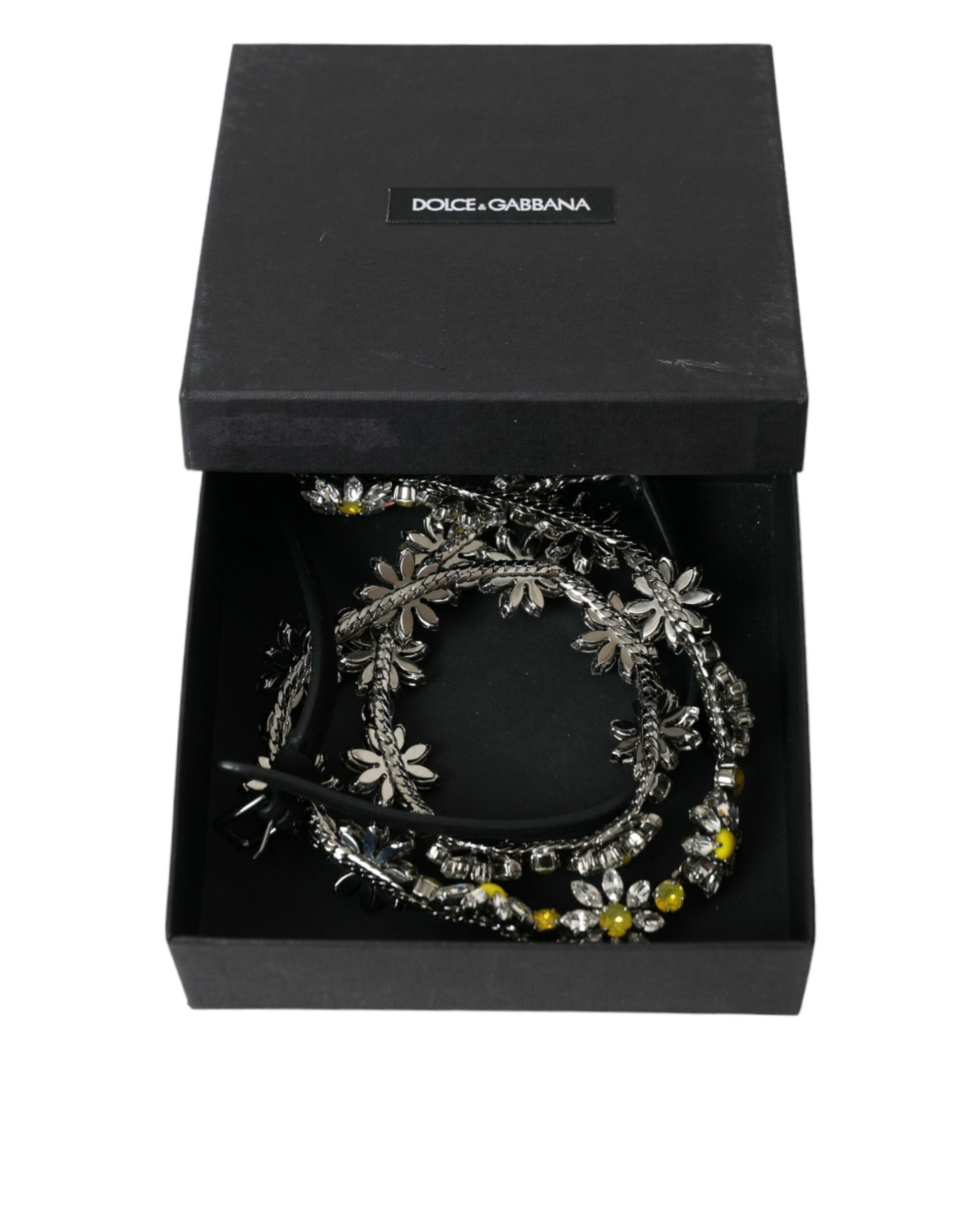 Dolce & Gabbana Elegante cinturón de piel adornado con cristales