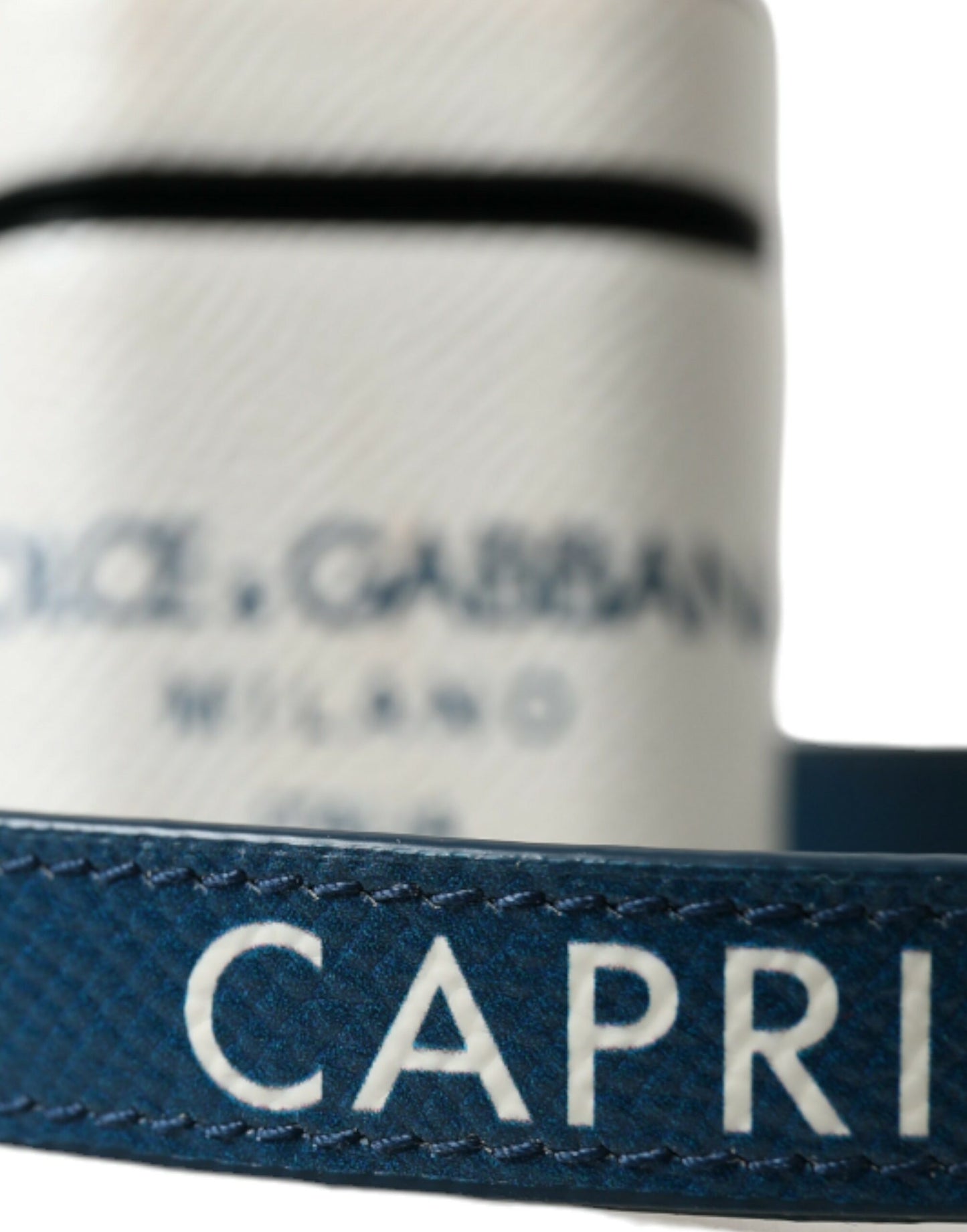 Dolce & Gabbana Estuche de cuero elegante para Airpods en azul y blanco