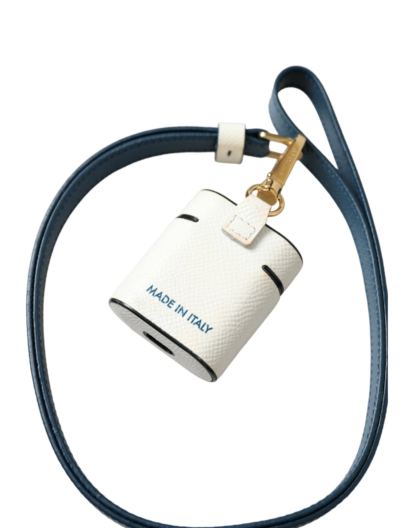 Dolce & Gabbana Estuche de cuero elegante para Airpods en azul y blanco