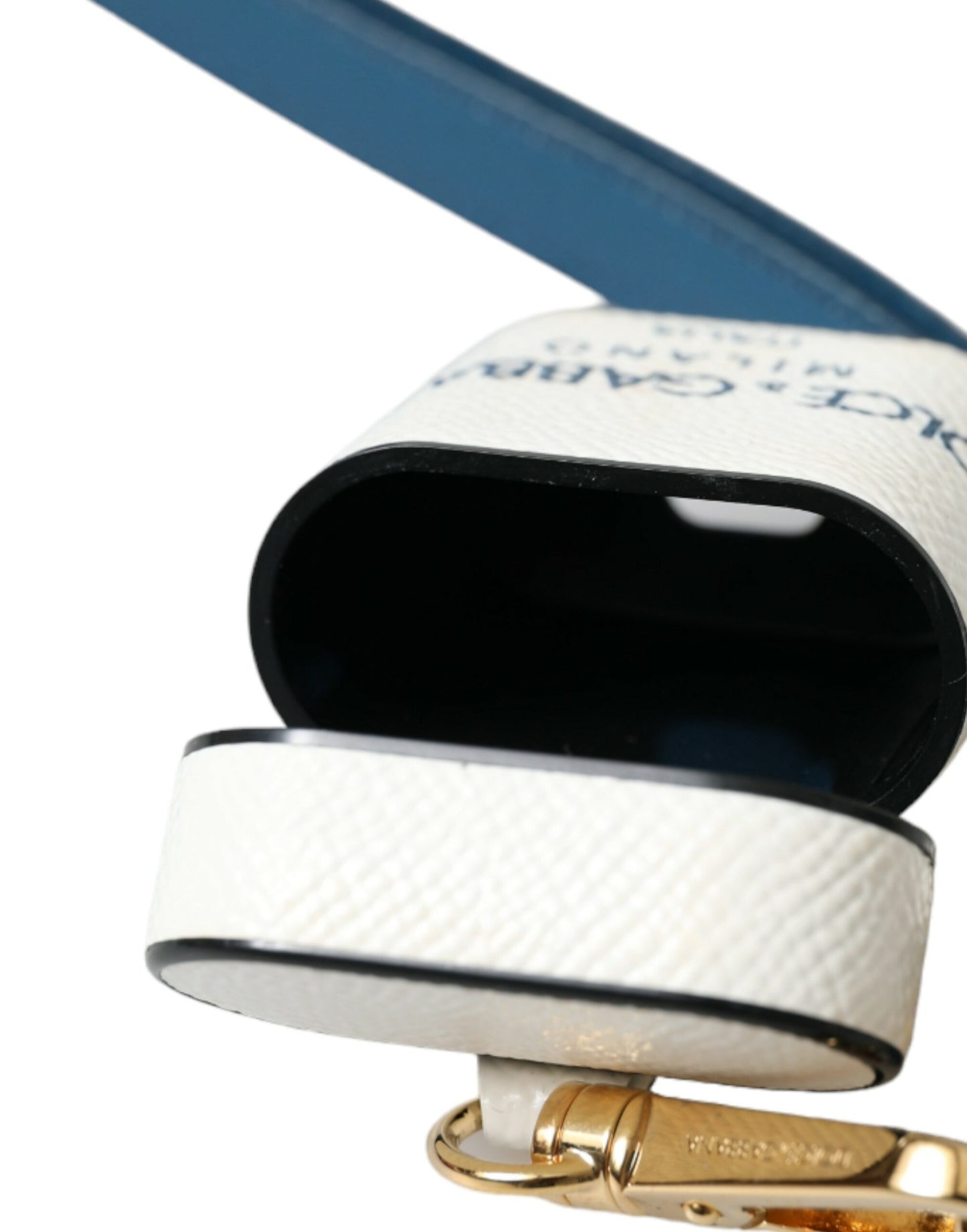 Dolce & Gabbana Estuche de cuero elegante para Airpods en azul y blanco