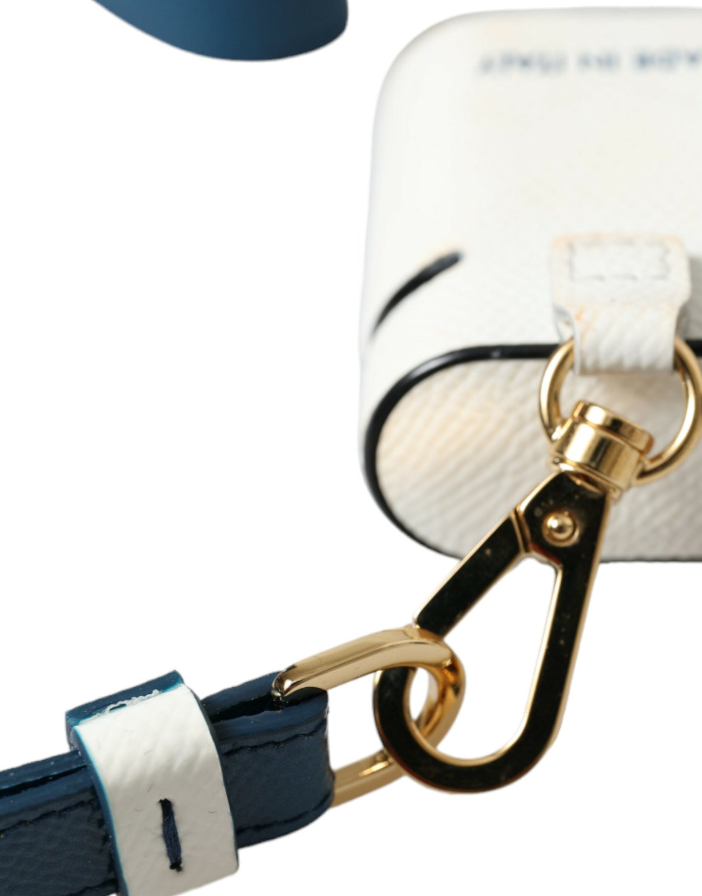 Dolce & Gabbana Estuche de cuero elegante para Airpods en azul y blanco