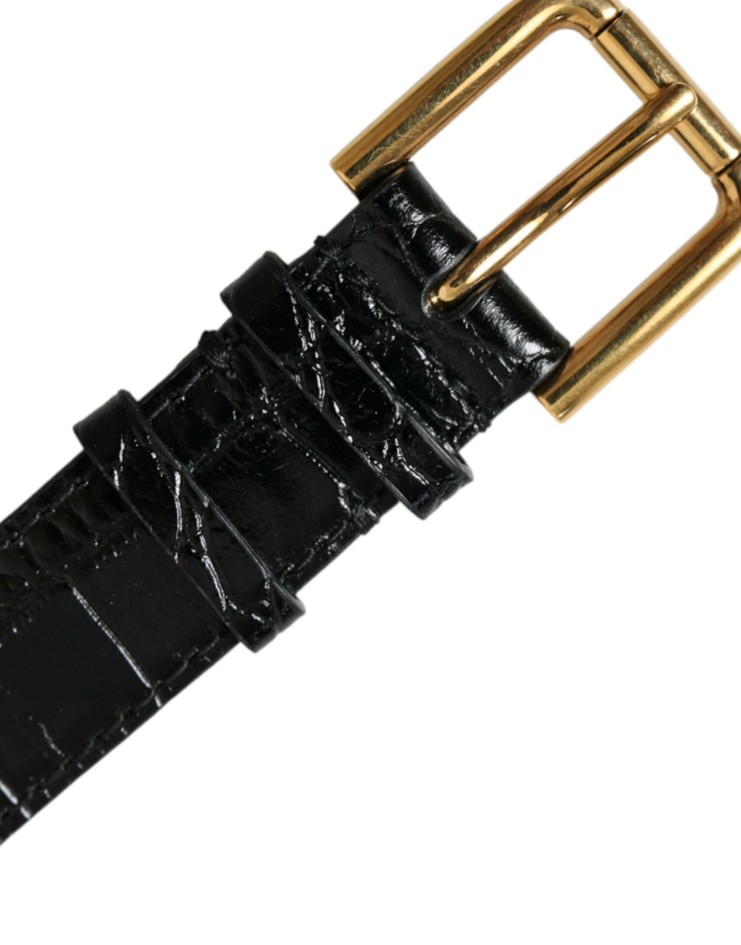 Dolce & Gabbana Elegante pulsera de cuero negro dorado