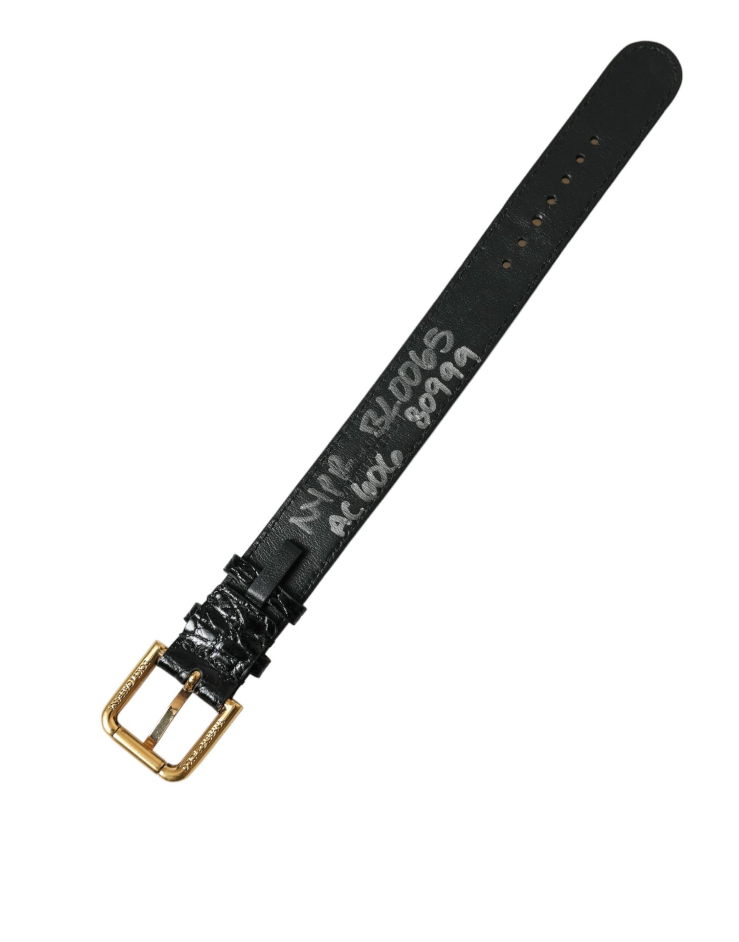 Dolce & Gabbana Elegante pulsera de cuero negro dorado