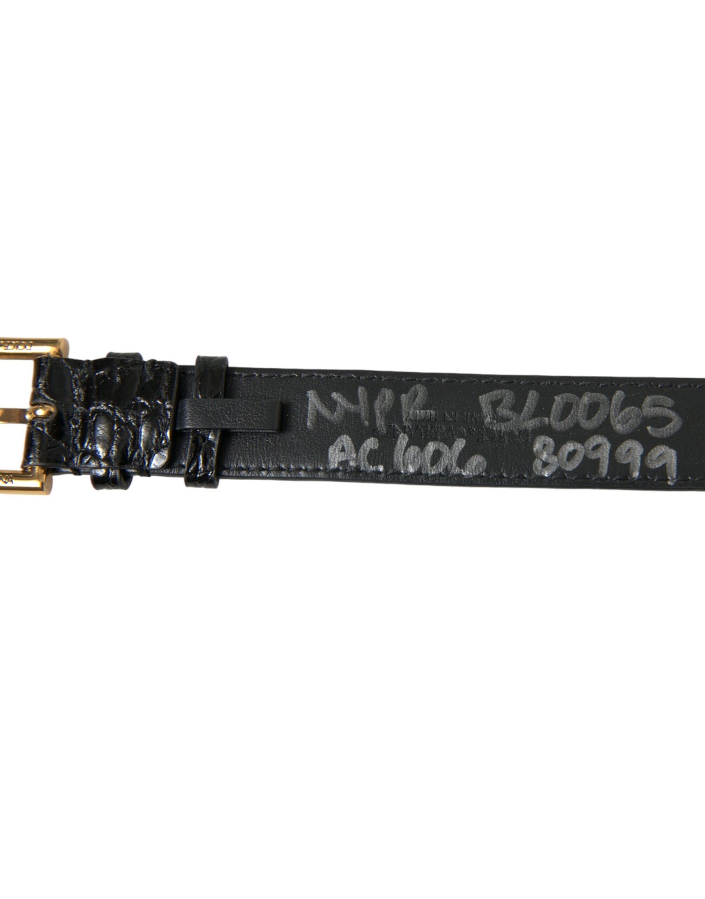 Dolce & Gabbana Elegante pulsera de cuero negro dorado