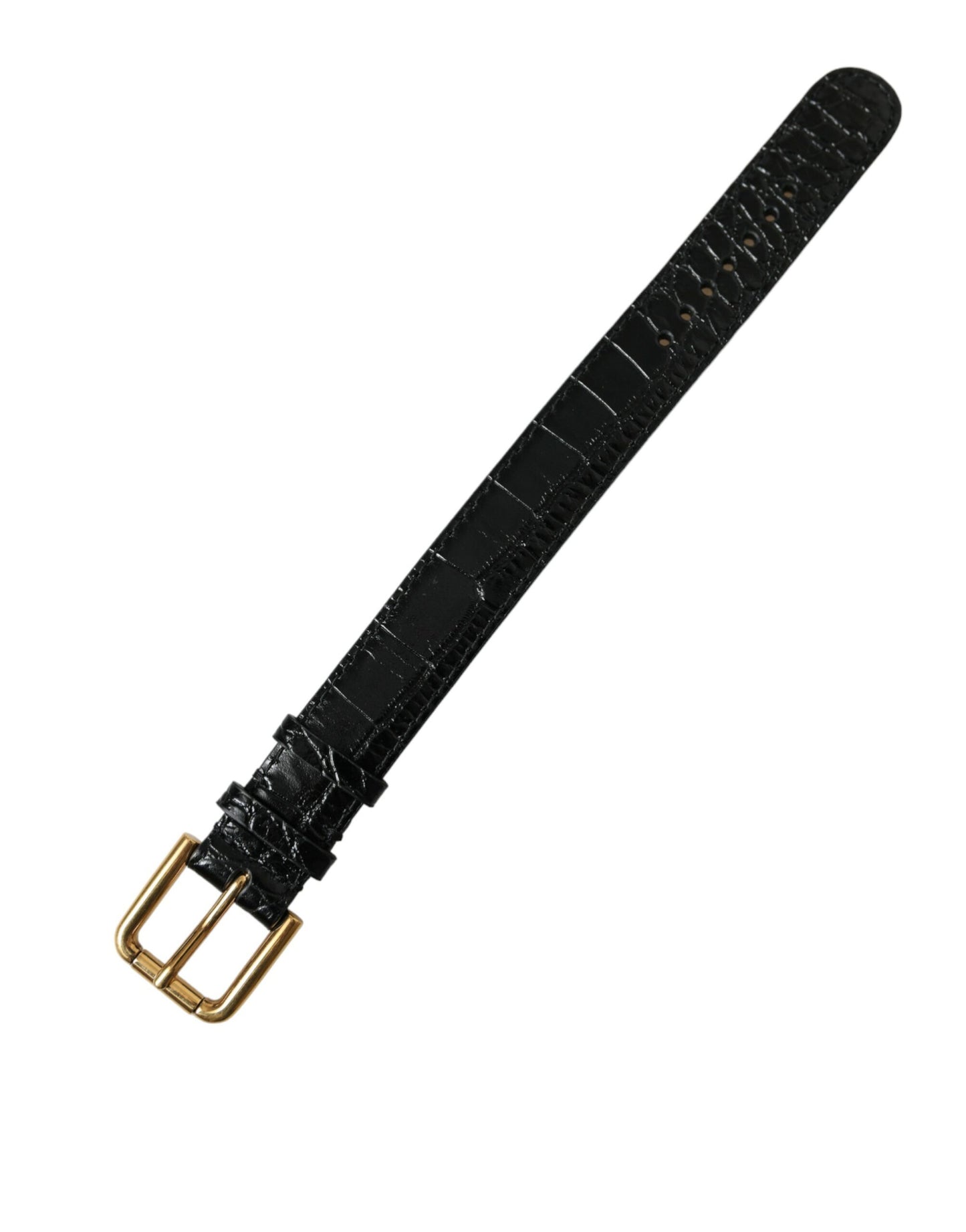 Dolce & Gabbana Elegante pulsera de cuero negro dorado