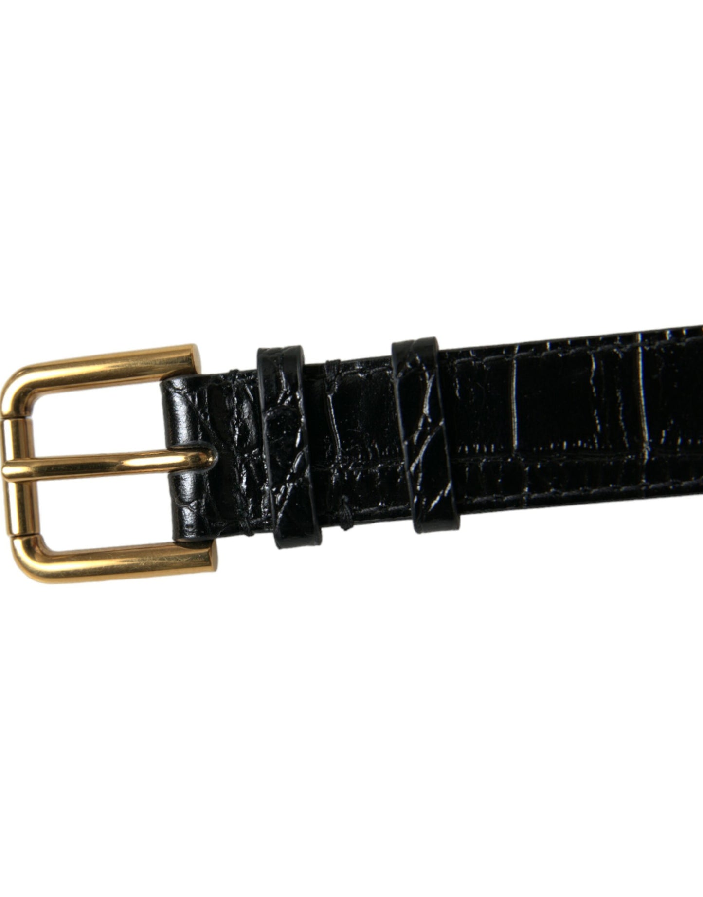 Dolce & Gabbana Elegante pulsera de cuero negro dorado