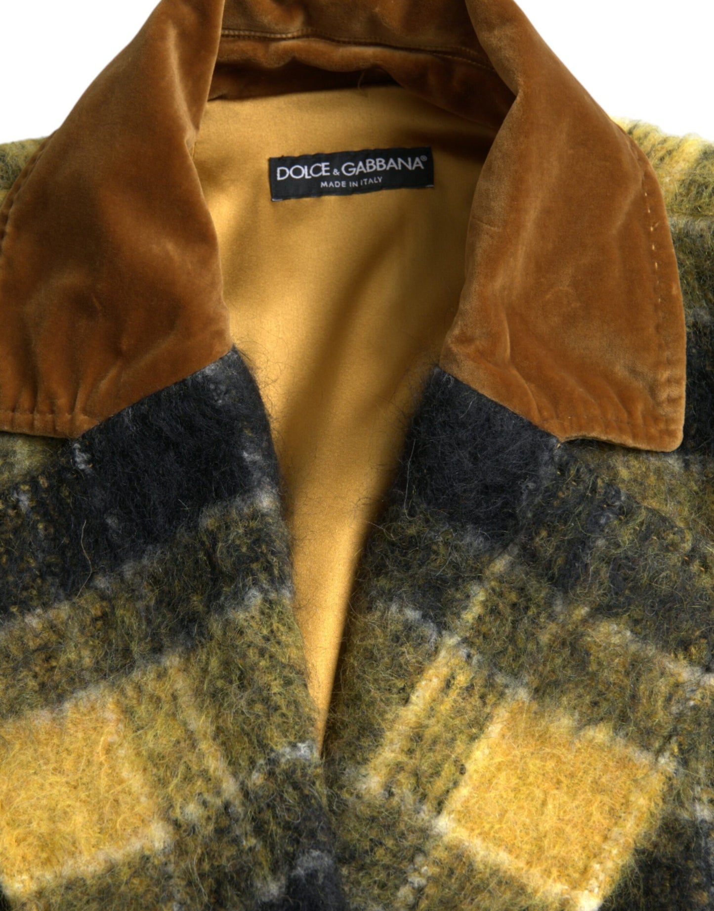 Dolce & Gabbana Gabardina larga elegante a cuadros en amarillo soleado