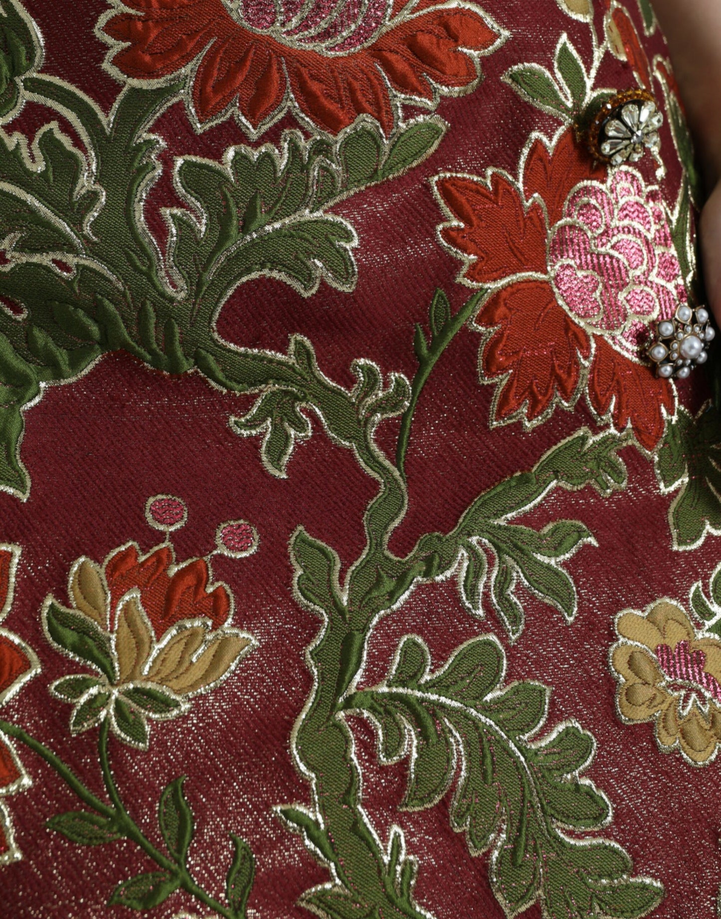 Dolce & Gabbana Minifalda de jacquard floral granate