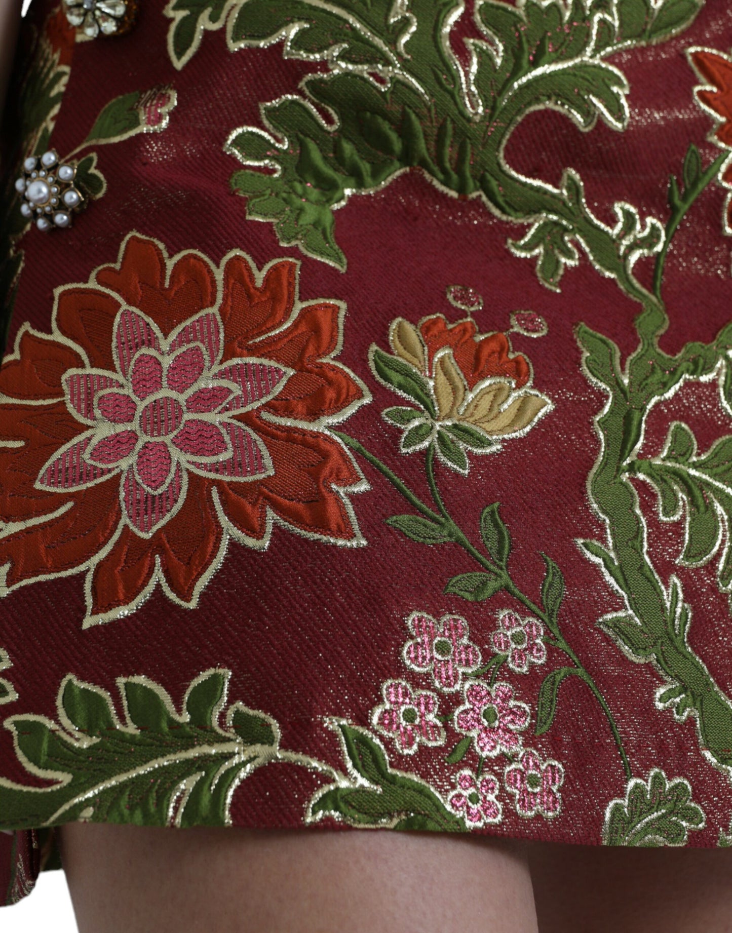 Dolce & Gabbana Minifalda de jacquard floral granate