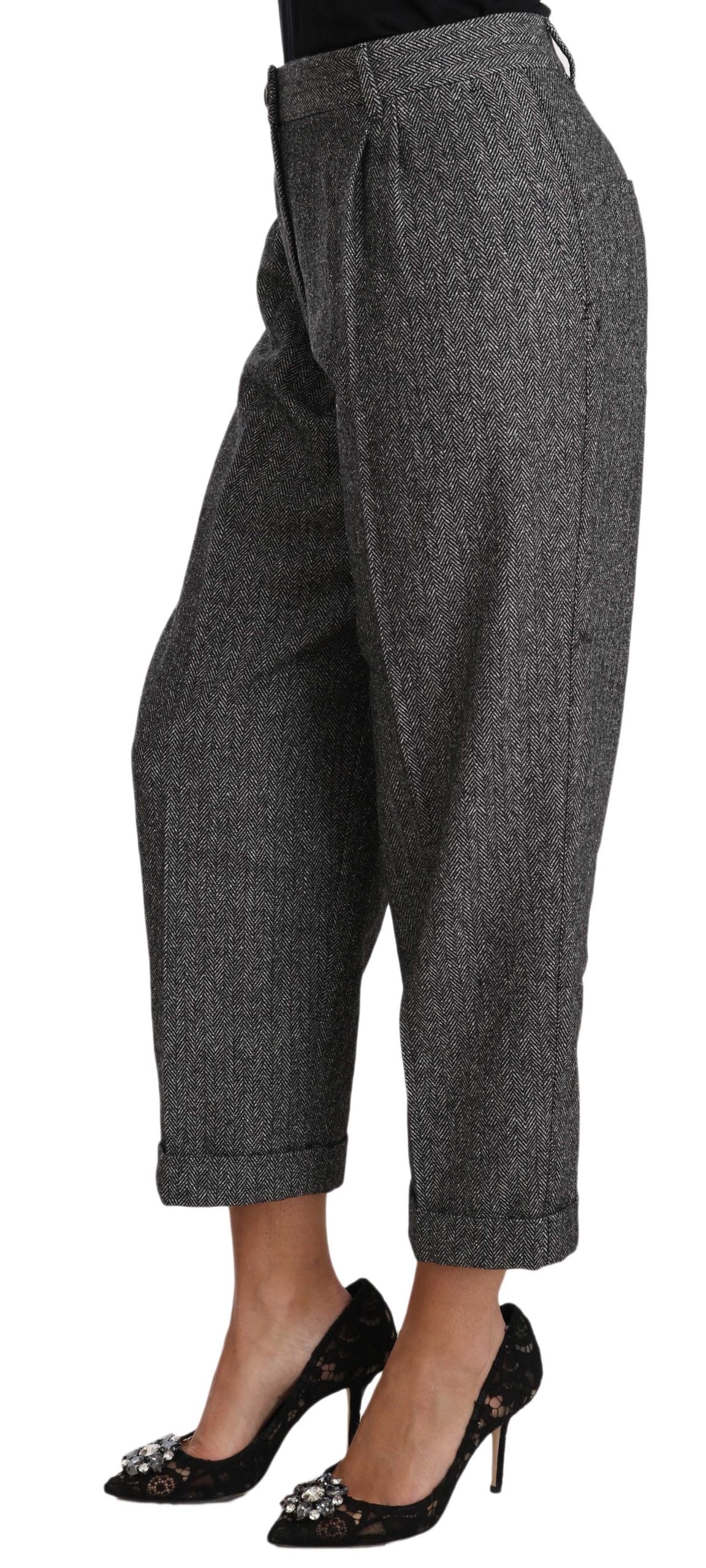 Dolce & Gabbana Elegante pantalón gris de mezcla de lana