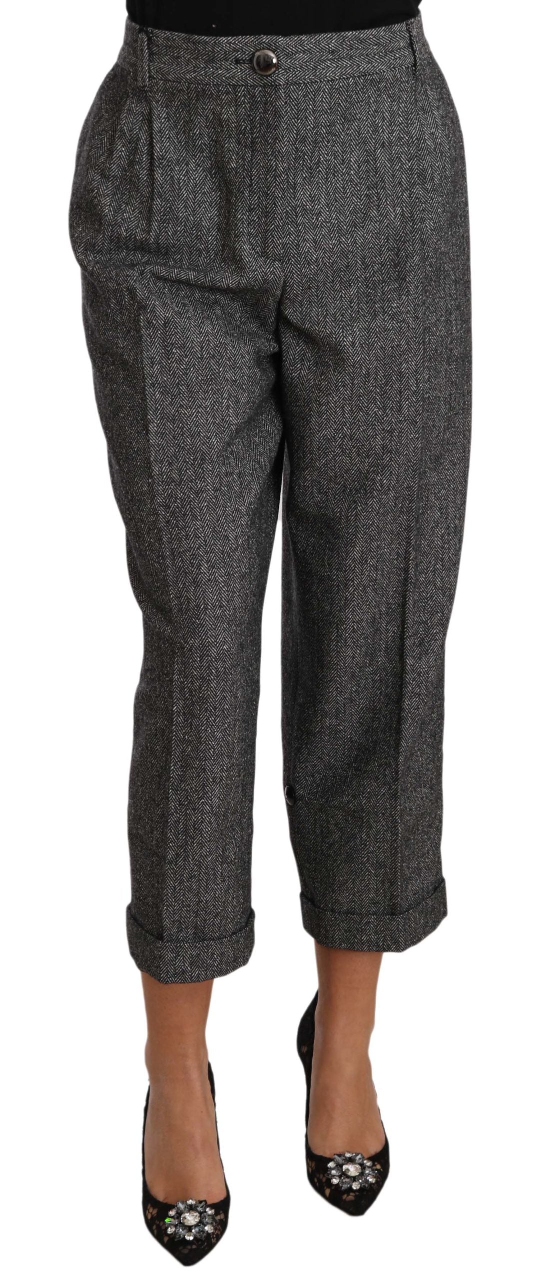 Dolce & Gabbana Elegante pantalón gris de mezcla de lana