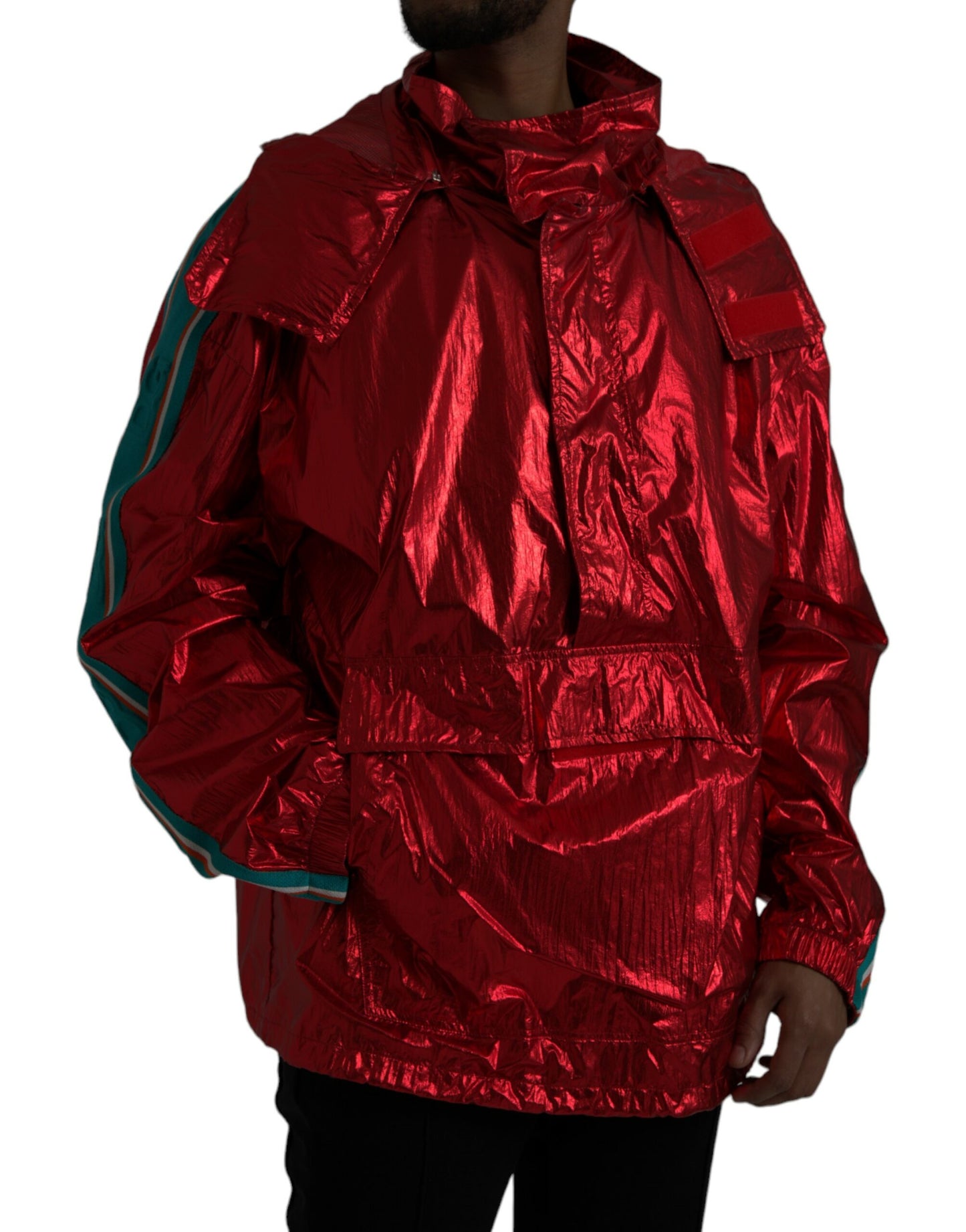 Dolce & Gabbana Chaqueta tipo sudadera con capucha de nailon rojo