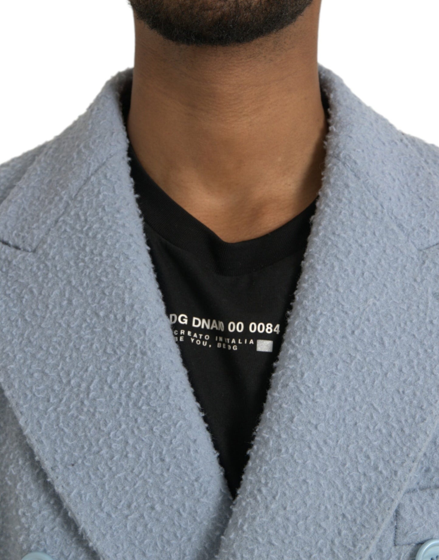 Dolce & Gabbana Gabardina larga azul con doble botonadura