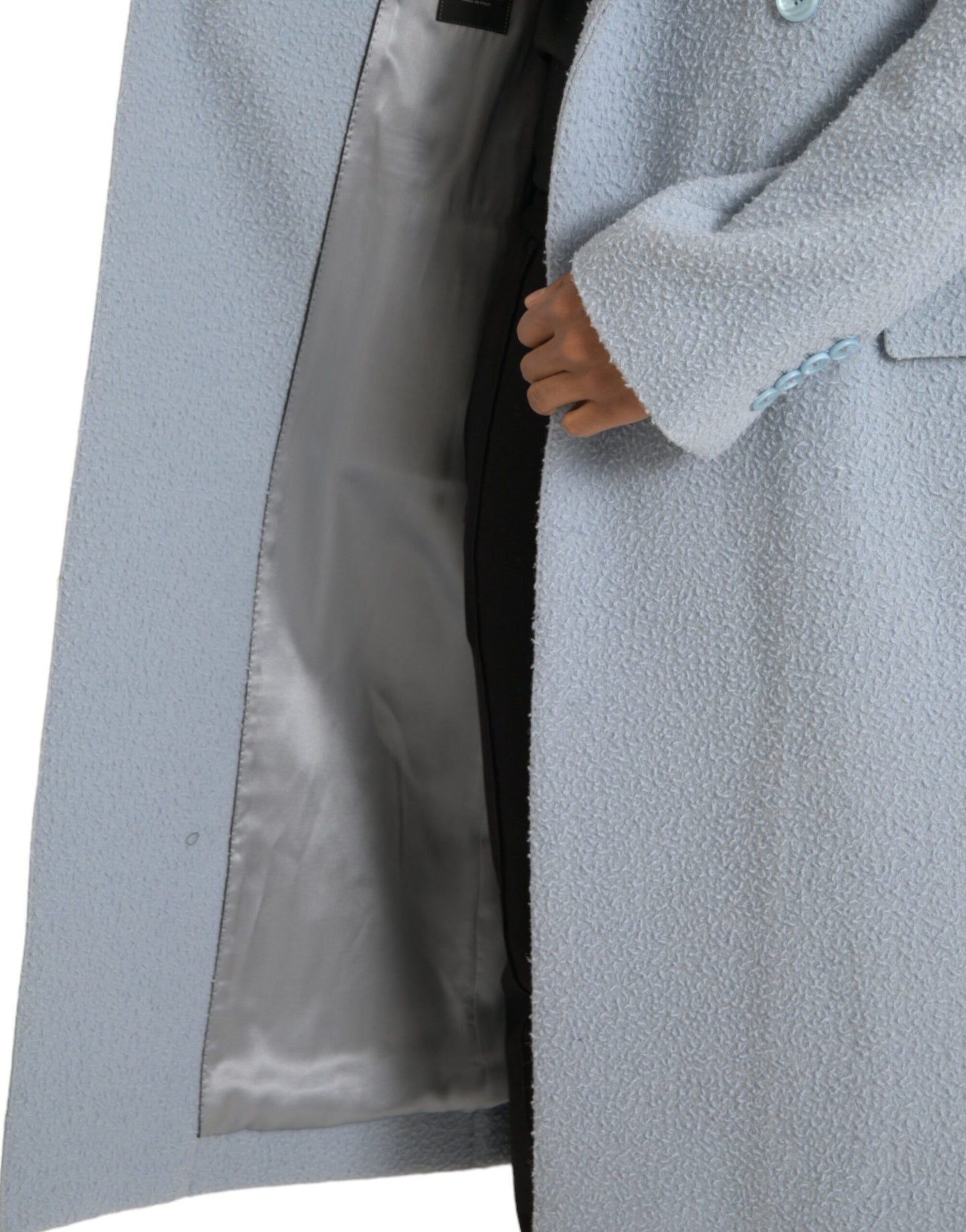Dolce & Gabbana Gabardina larga azul con doble botonadura