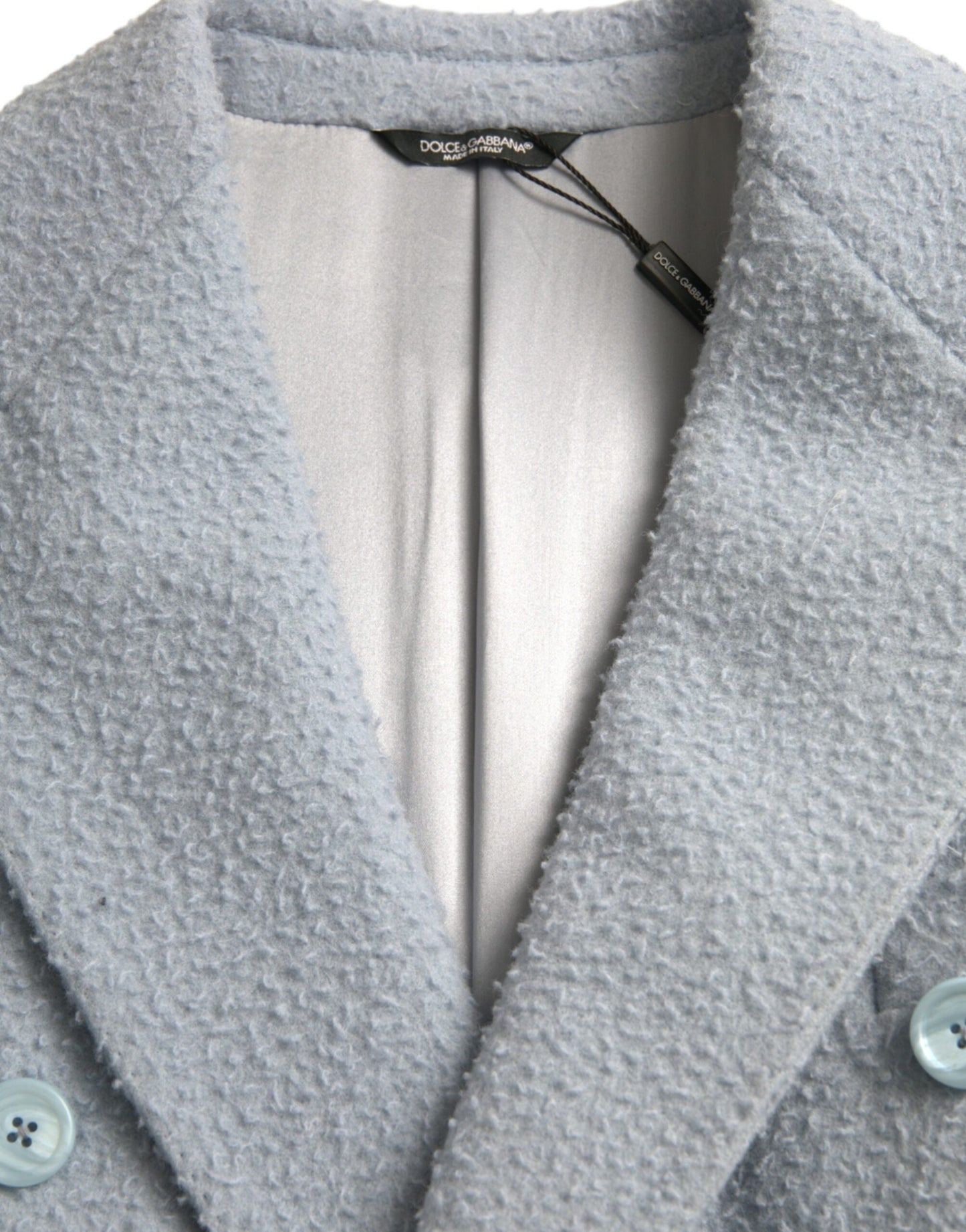 Dolce & Gabbana Gabardina larga azul con doble botonadura
