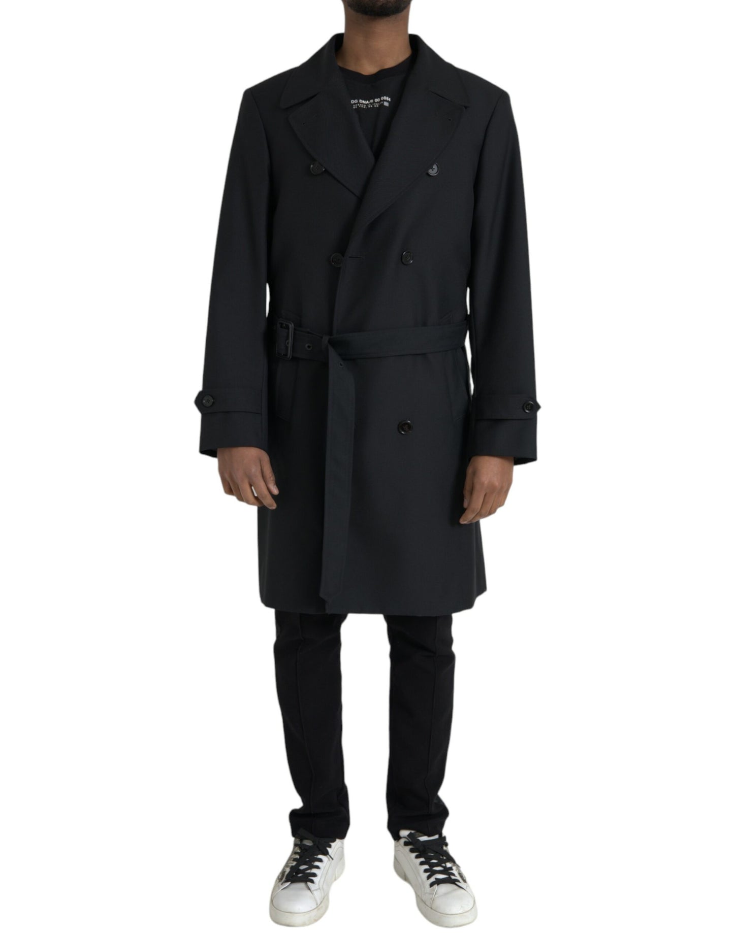 Dolce & Gabbana Gabardina negra con doble botonadura