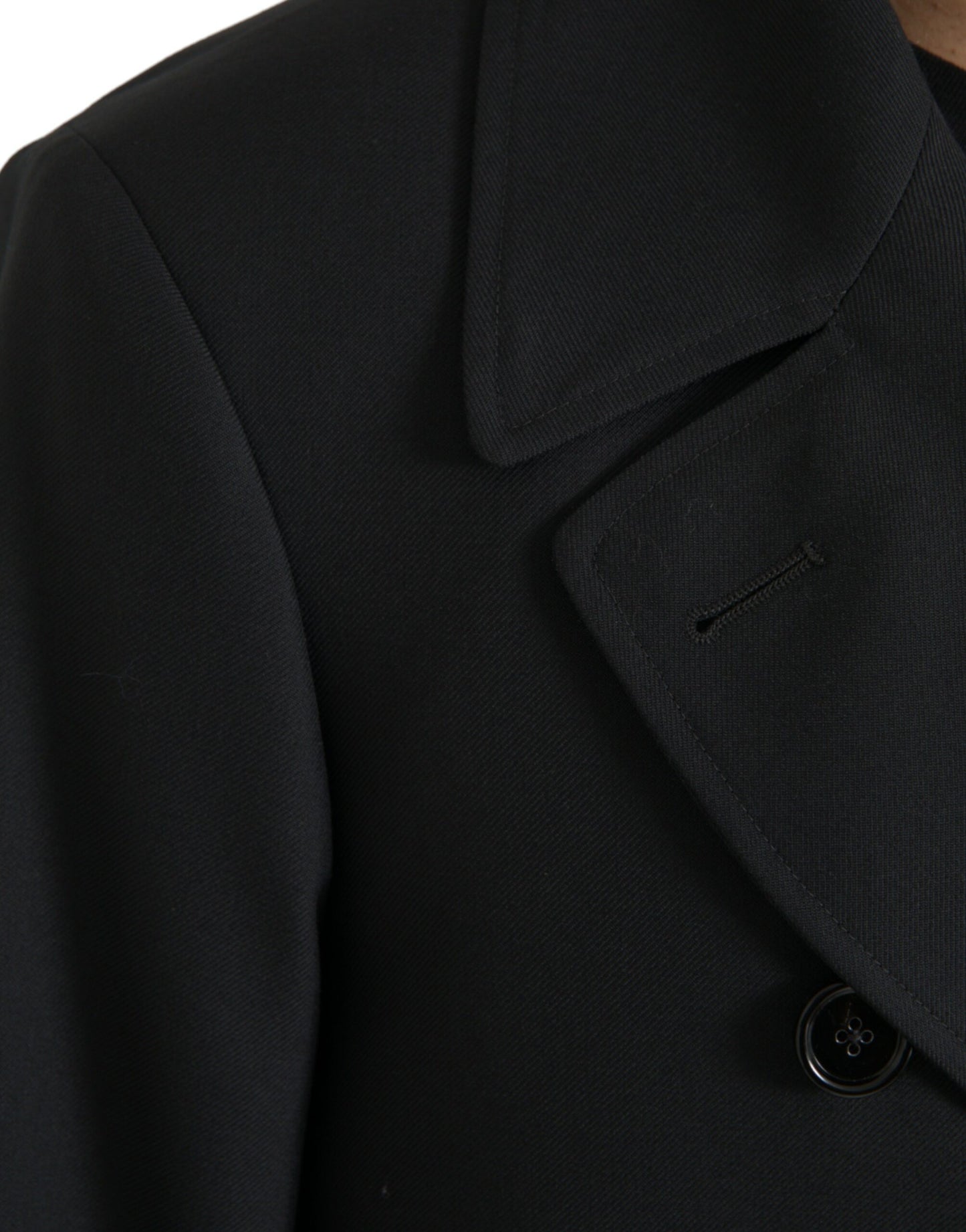 Dolce & Gabbana Gabardina negra con doble botonadura