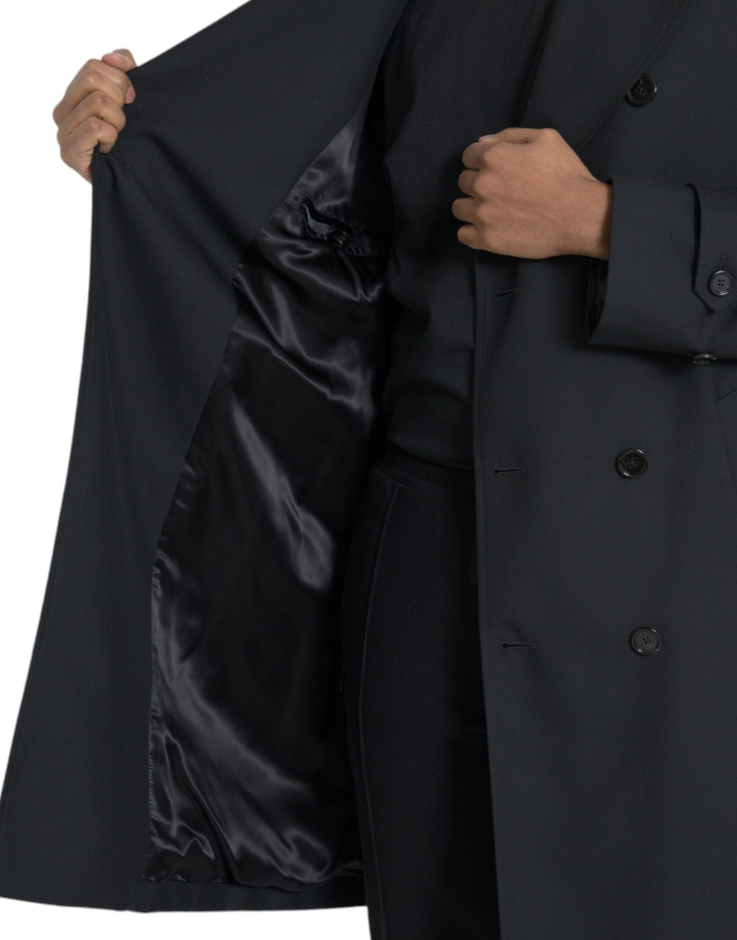 Dolce & Gabbana Gabardina negra con doble botonadura