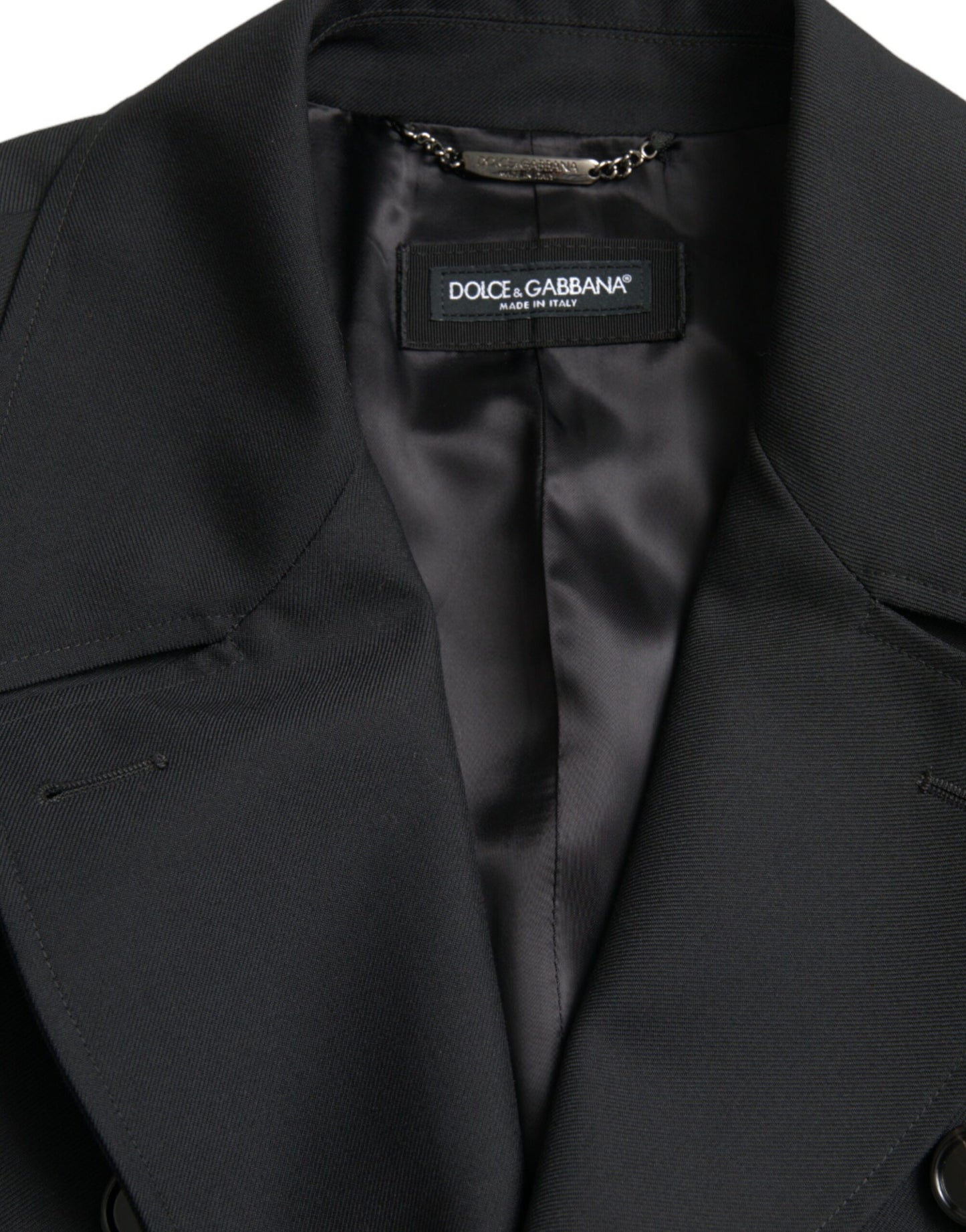 Dolce & Gabbana Gabardina negra con doble botonadura