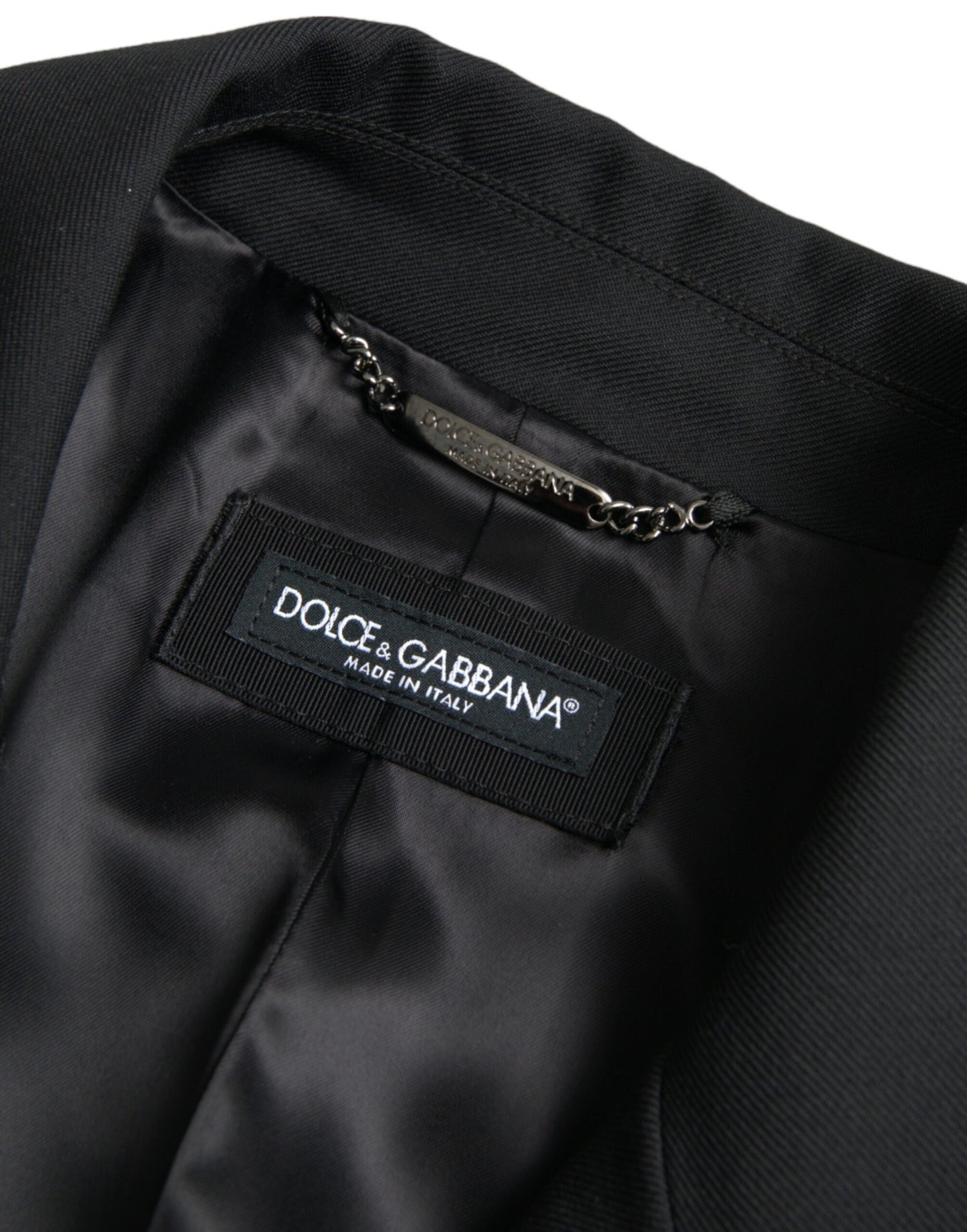 Dolce & Gabbana Gabardina negra con doble botonadura