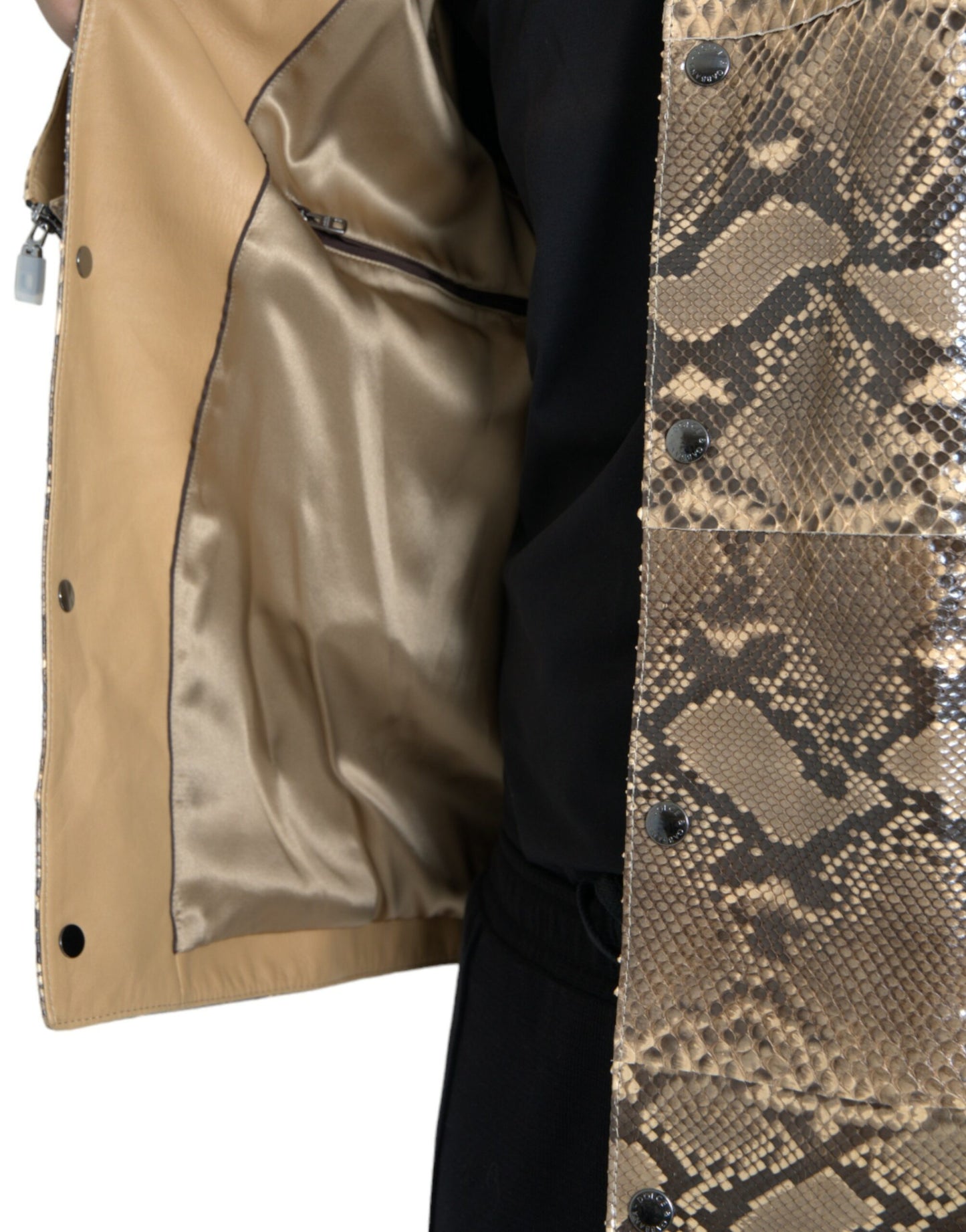 Dolce & Gabbana Chaqueta motera de cuero exótico beige