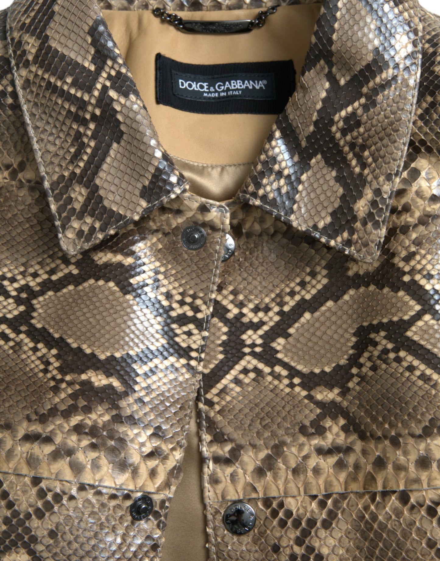 Dolce & Gabbana Chaqueta motera de cuero exótico beige