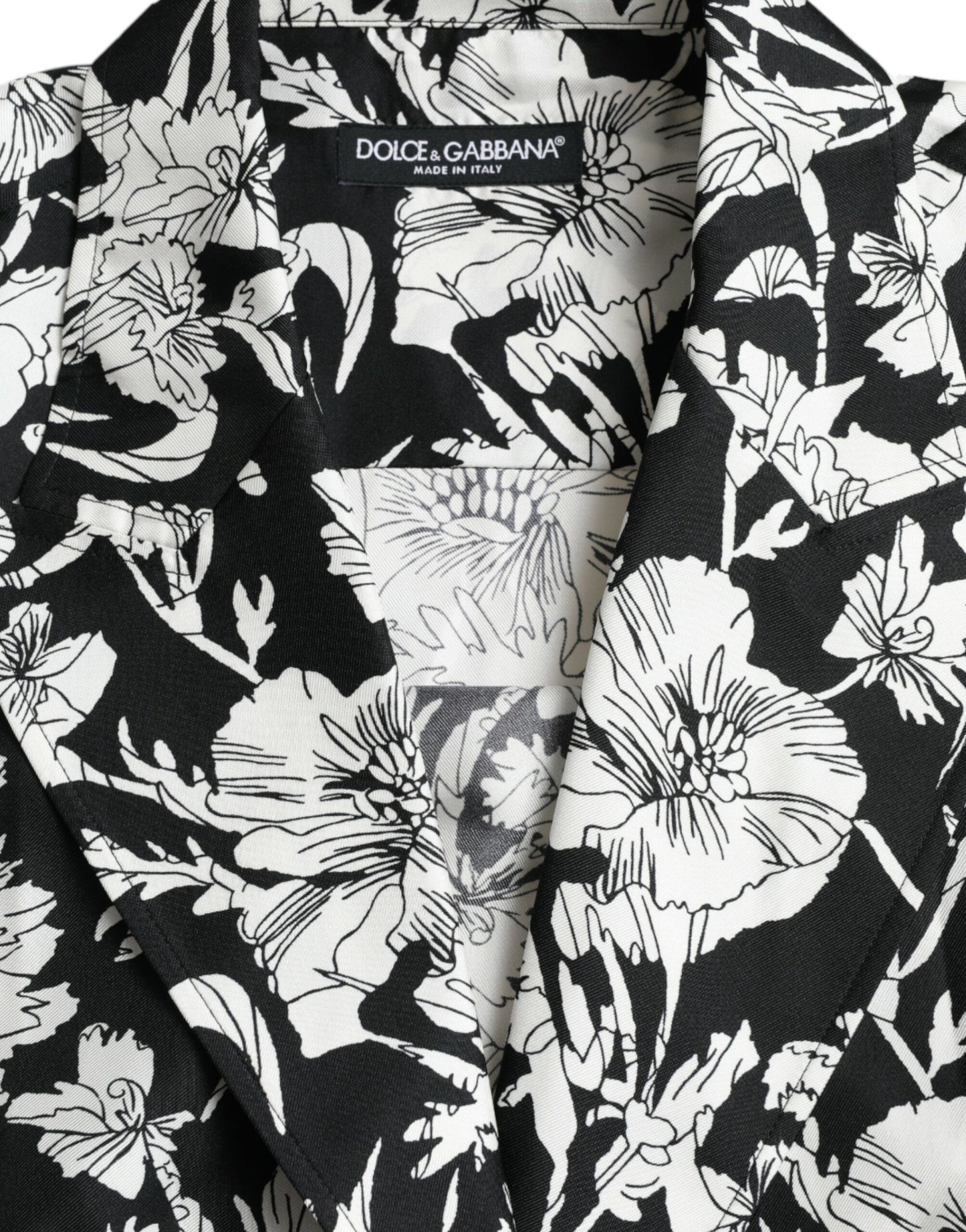 Dolce & Gabbana Camisa casual con botones florales en blanco y negro