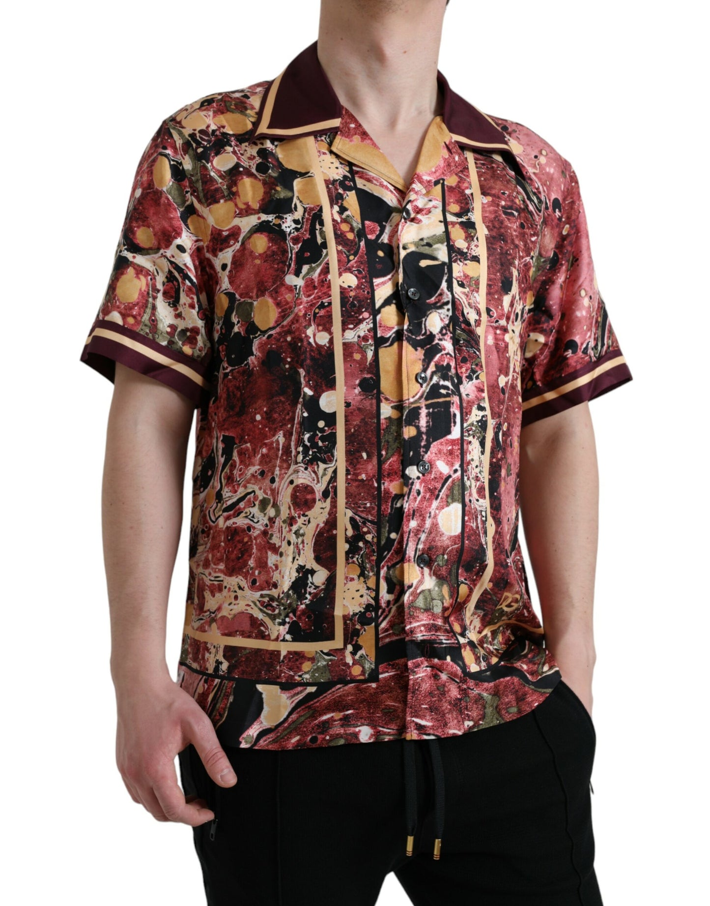 Dolce & Gabbana Camisa de seda con botones multicolor