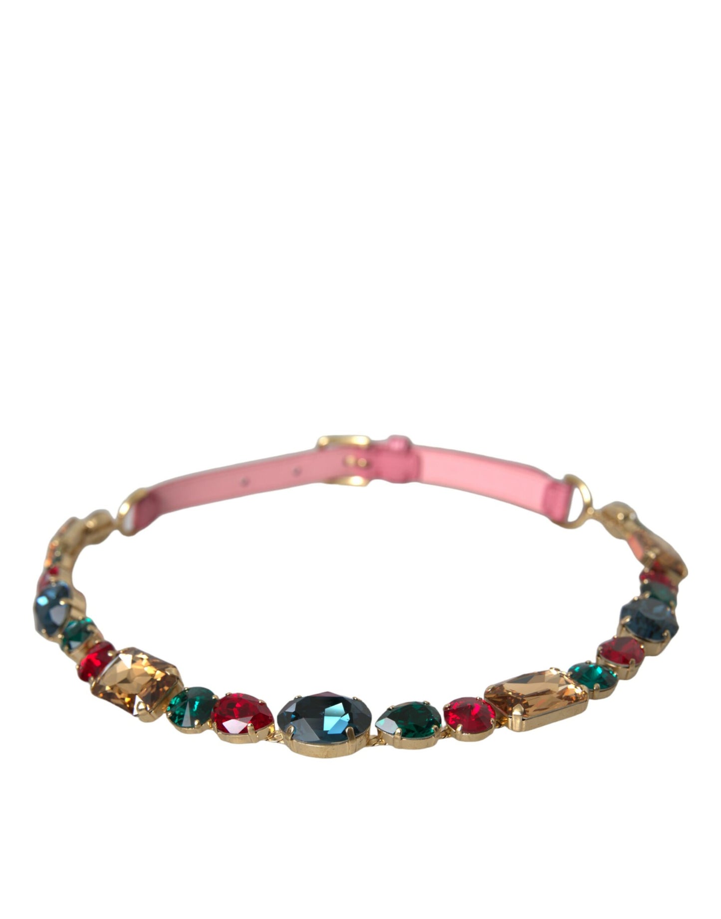 Ceinture Dolce & Gabbana en cuir rose ornée de chaînes et de cristaux