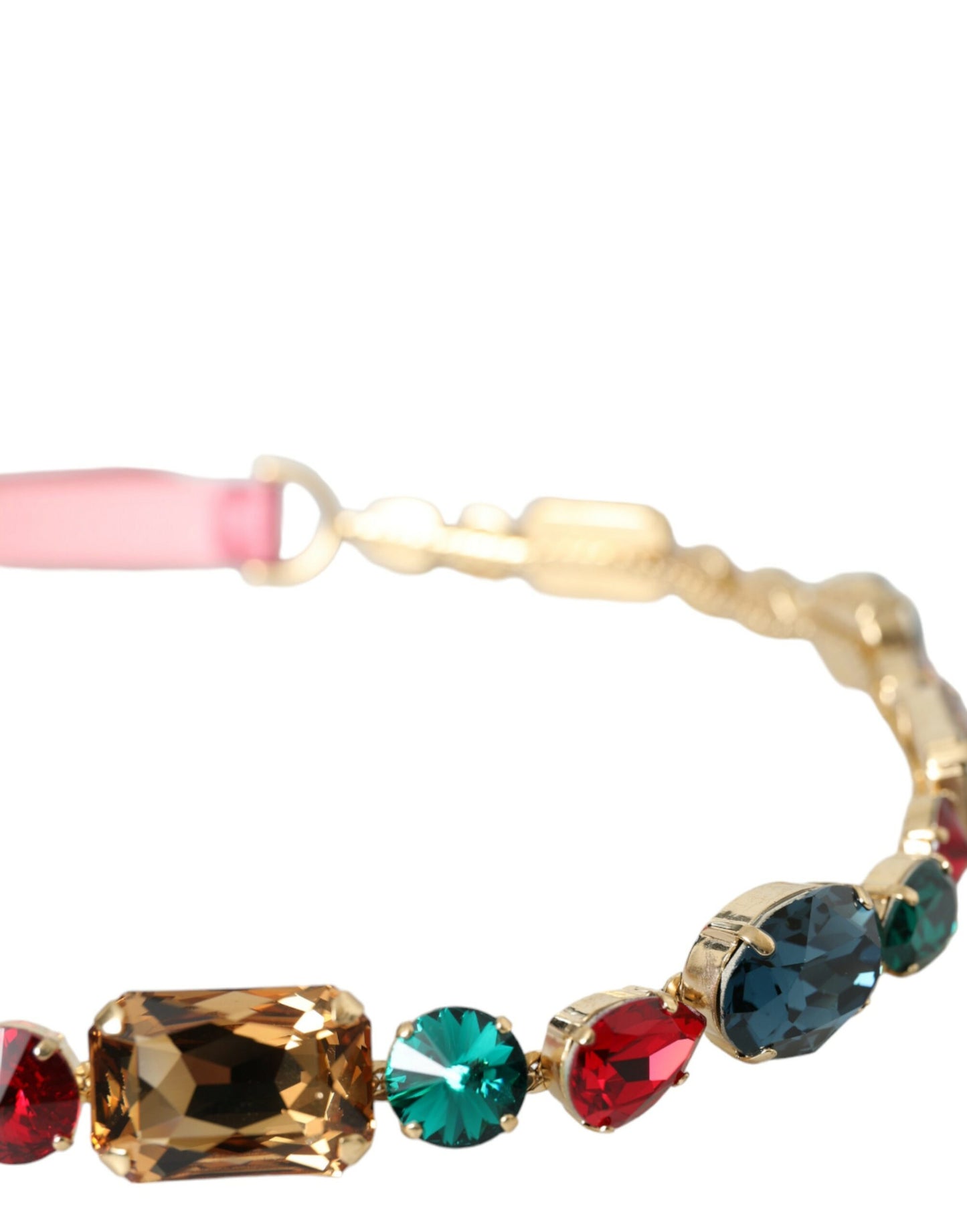 Ceinture Dolce & Gabbana en cuir rose ornée de chaînes et de cristaux