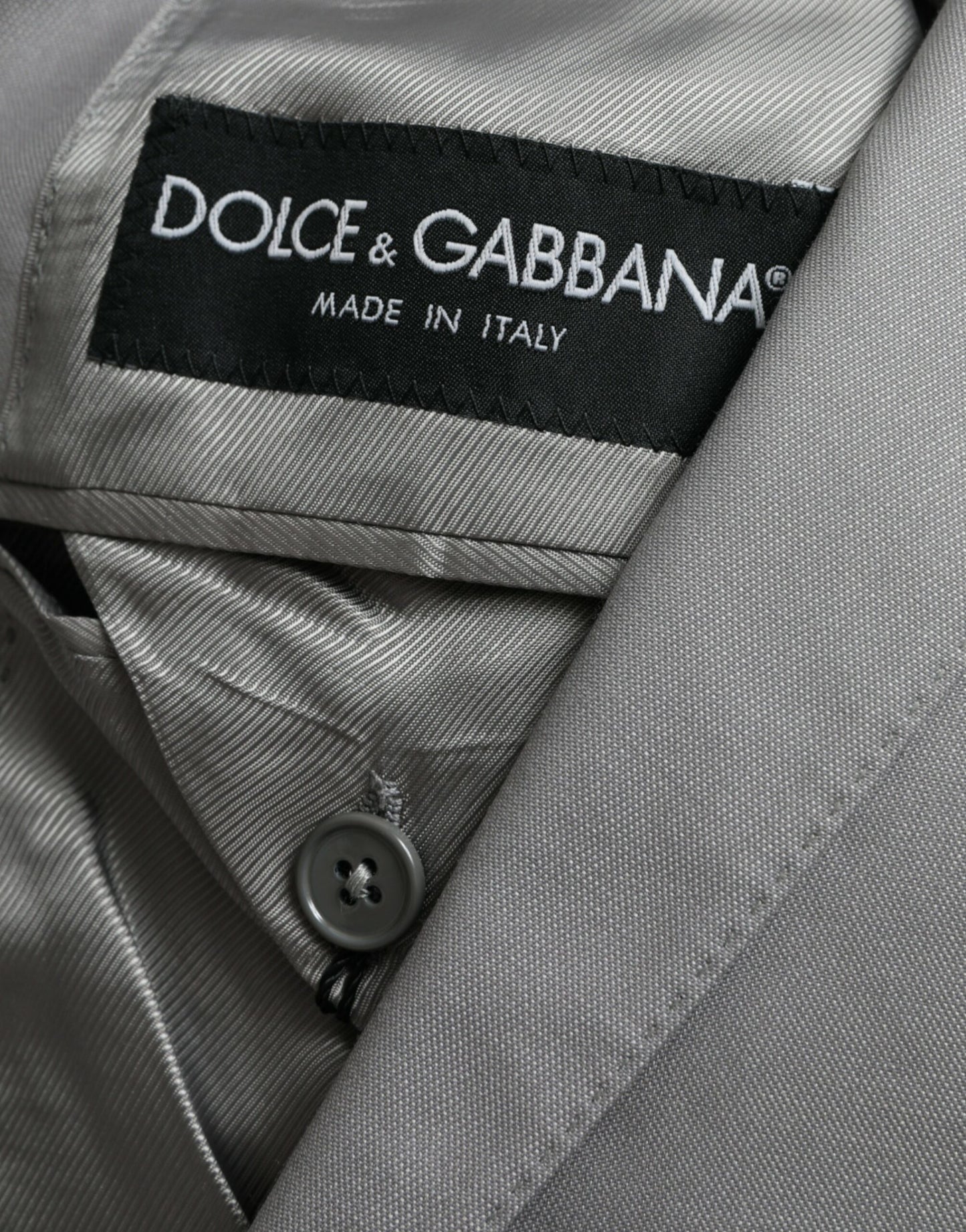 Dolce & Gabbana Blazer tipo abrigo de lana gris con botonadura sencilla
