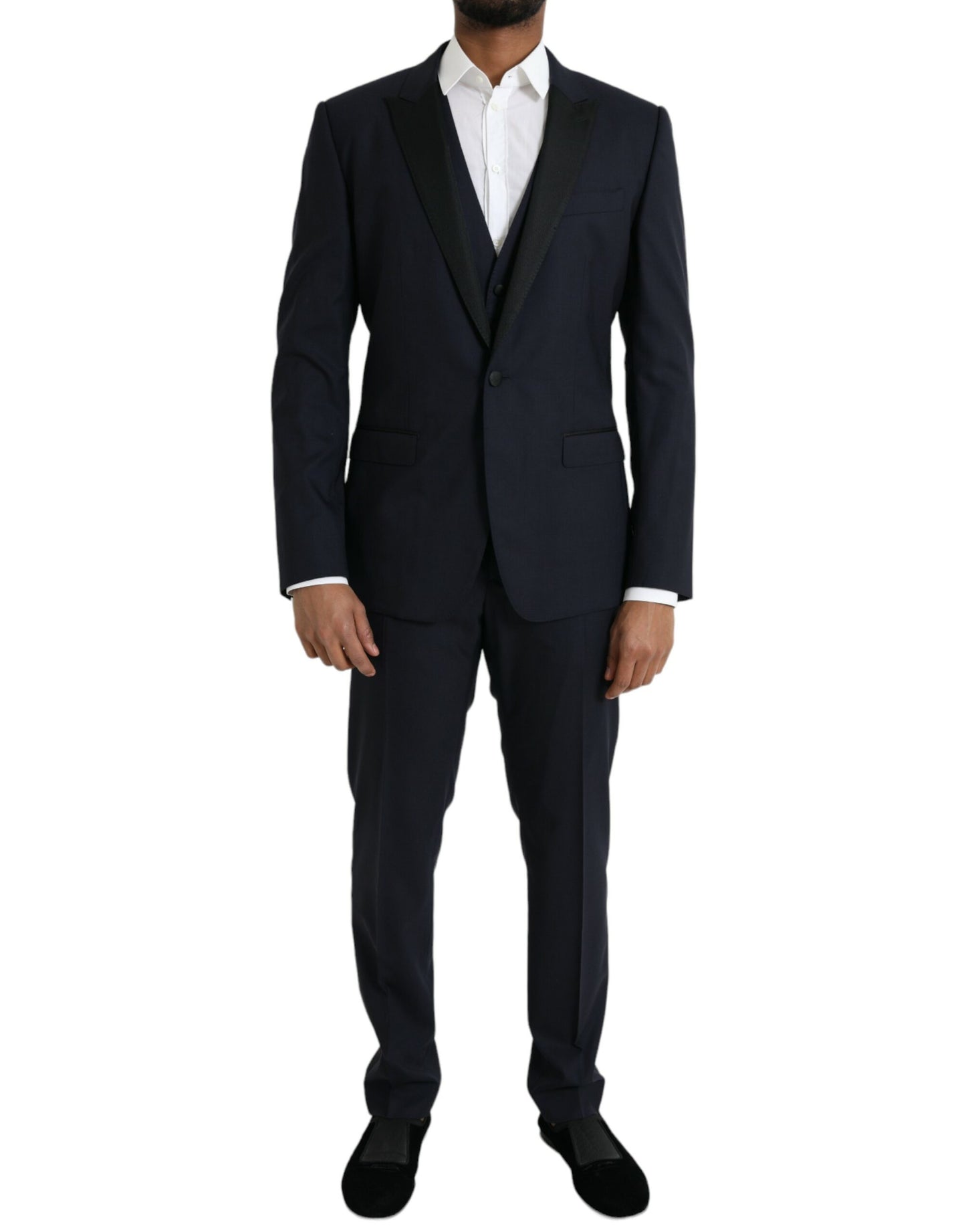 Dolce & Gabbana Traje formal de 3 piezas de lana MARTINI azul oscuro