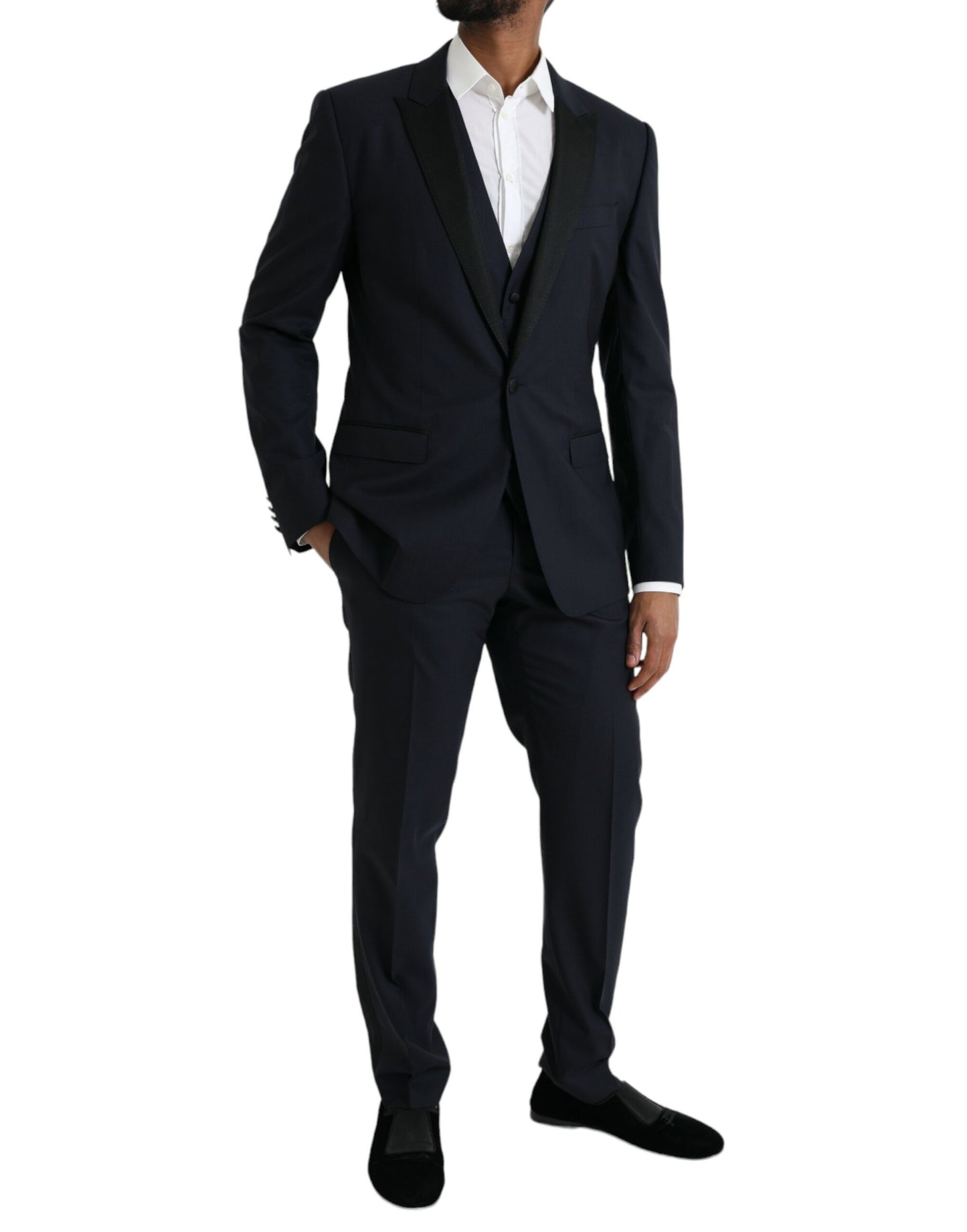 Dolce & Gabbana Traje formal de 3 piezas de lana MARTINI azul oscuro