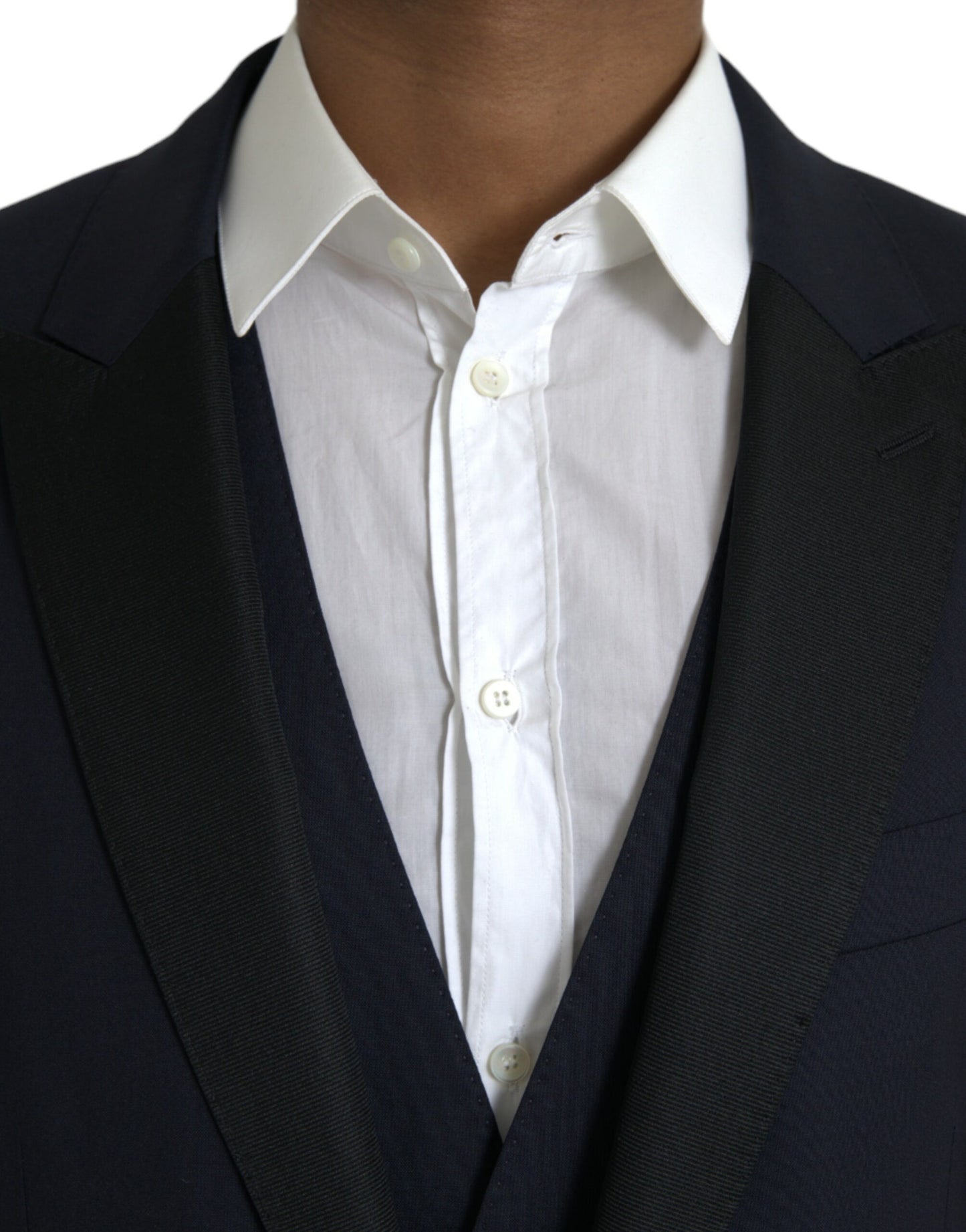Dolce & Gabbana Traje formal de 3 piezas de lana MARTINI azul oscuro
